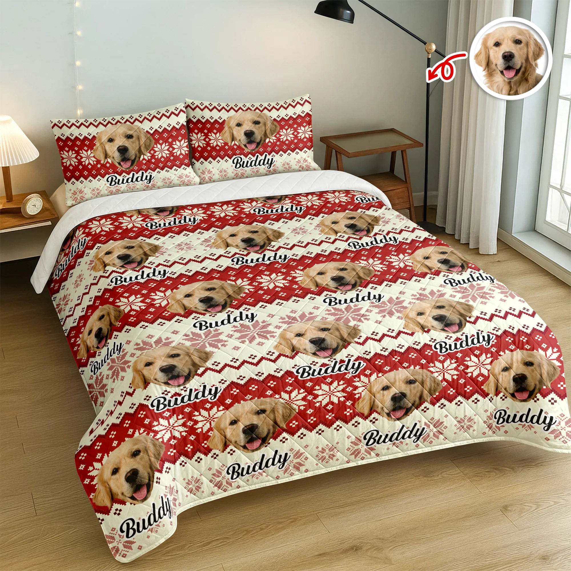 Custom Photo Have A Pawsome Christmas - Dog & Cat Quilt Bedding Set HA75 898248 - Image 2