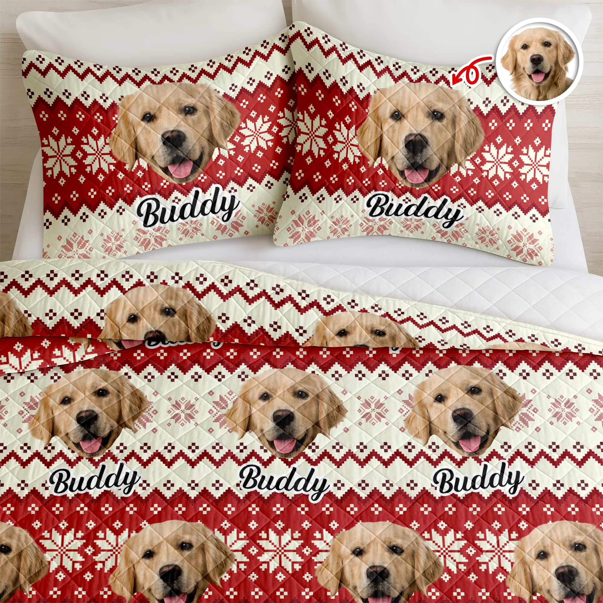 Custom Photo Have A Pawsome Christmas - Dog & Cat Quilt Bedding Set HA75 898248 - Image 5