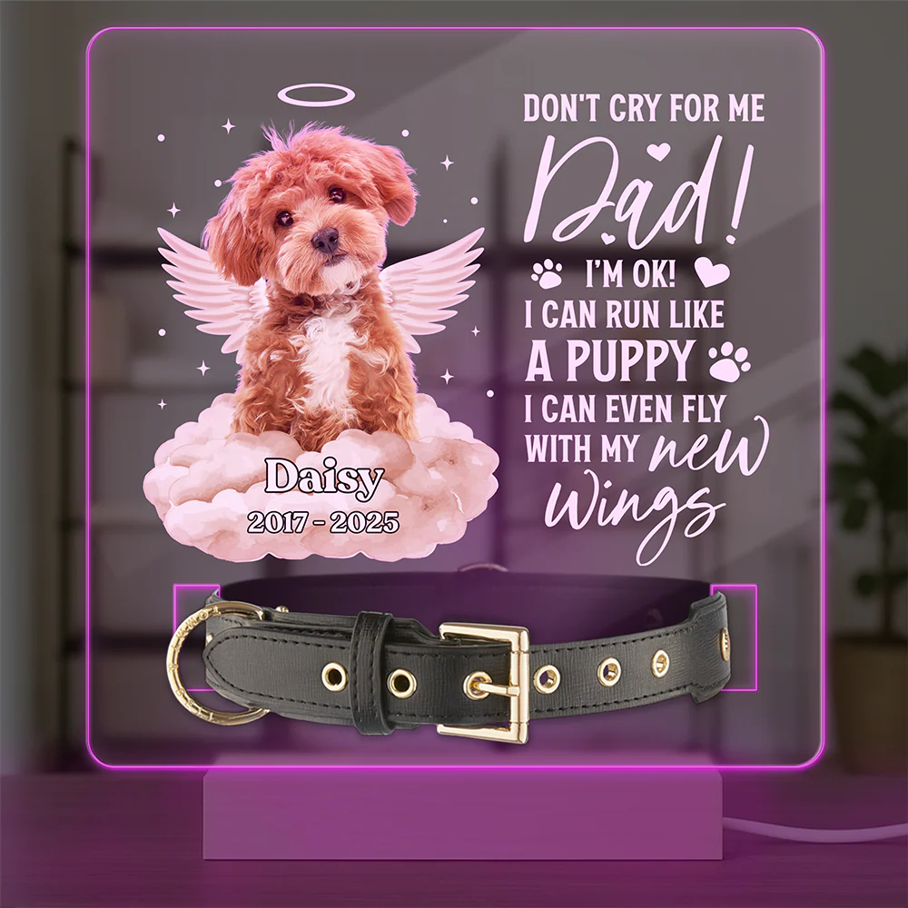 Custom Photo I Can Run Like A Puppy, I Can Even Fly With My New Wings - Memorial Personalized Acrylic Collar Frame CH07 896090 - Image 3