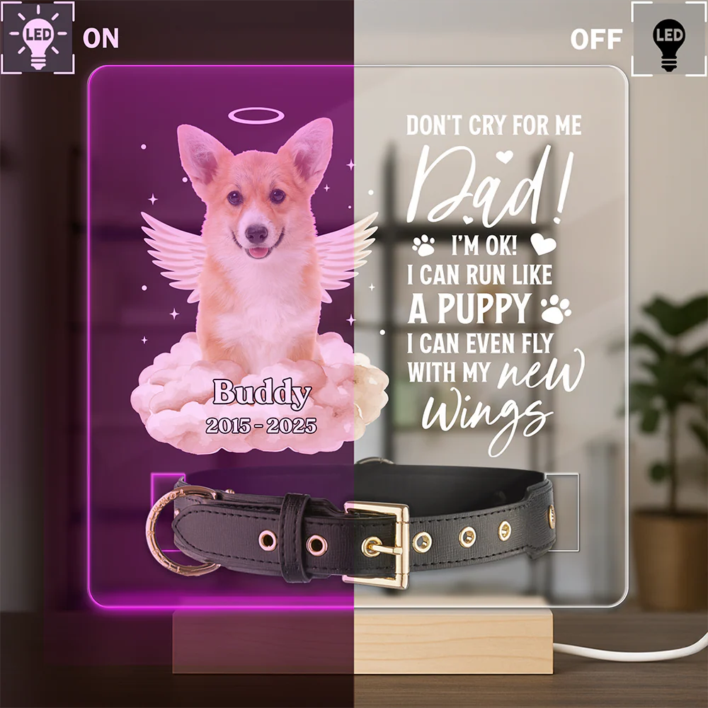 Custom Photo I Can Run Like A Puppy, I Can Even Fly With My New Wings - Memorial Personalized Acrylic Collar Frame CH07 896090 - Image 6