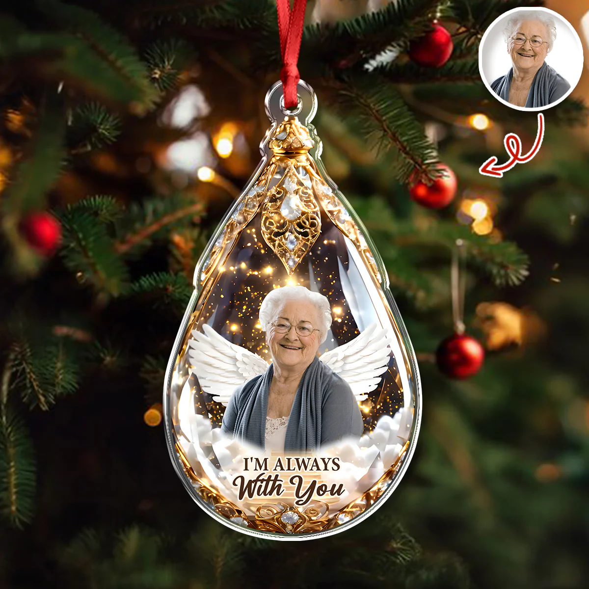 Custom Photo I'm Always With You Memorial Acrylic Ornament HA75 898134 - Image 5