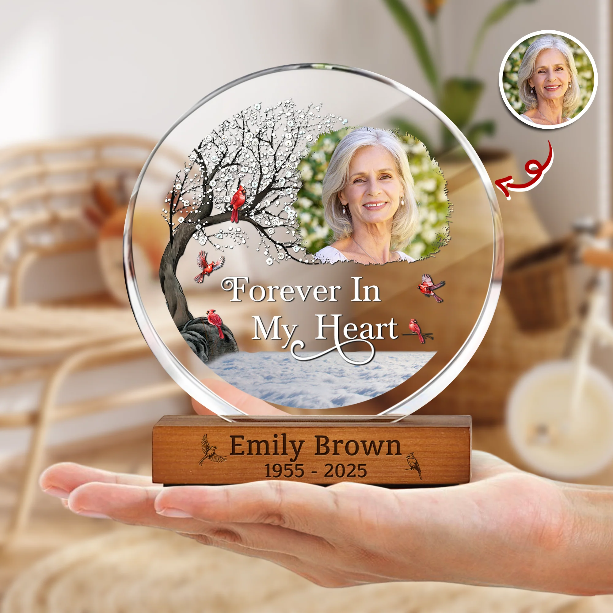 Custom Photo I'm Always With You Memorial Round Acrylic Frame Block HA75 898006 - Image 2