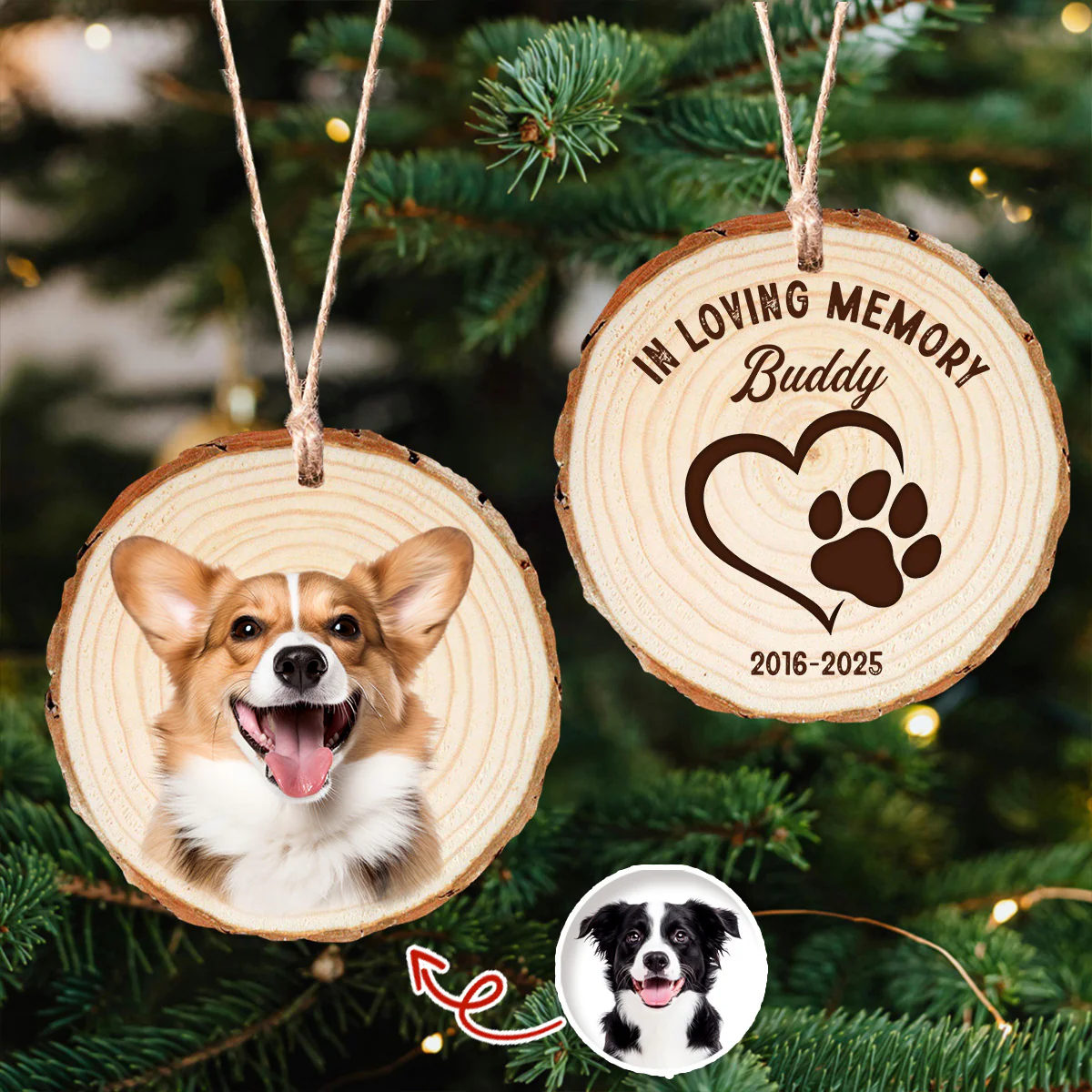 Custom Photo In Loving Memory Personalized Pet Memorial Wood Slice Ornament CH07 899270 - Image 4