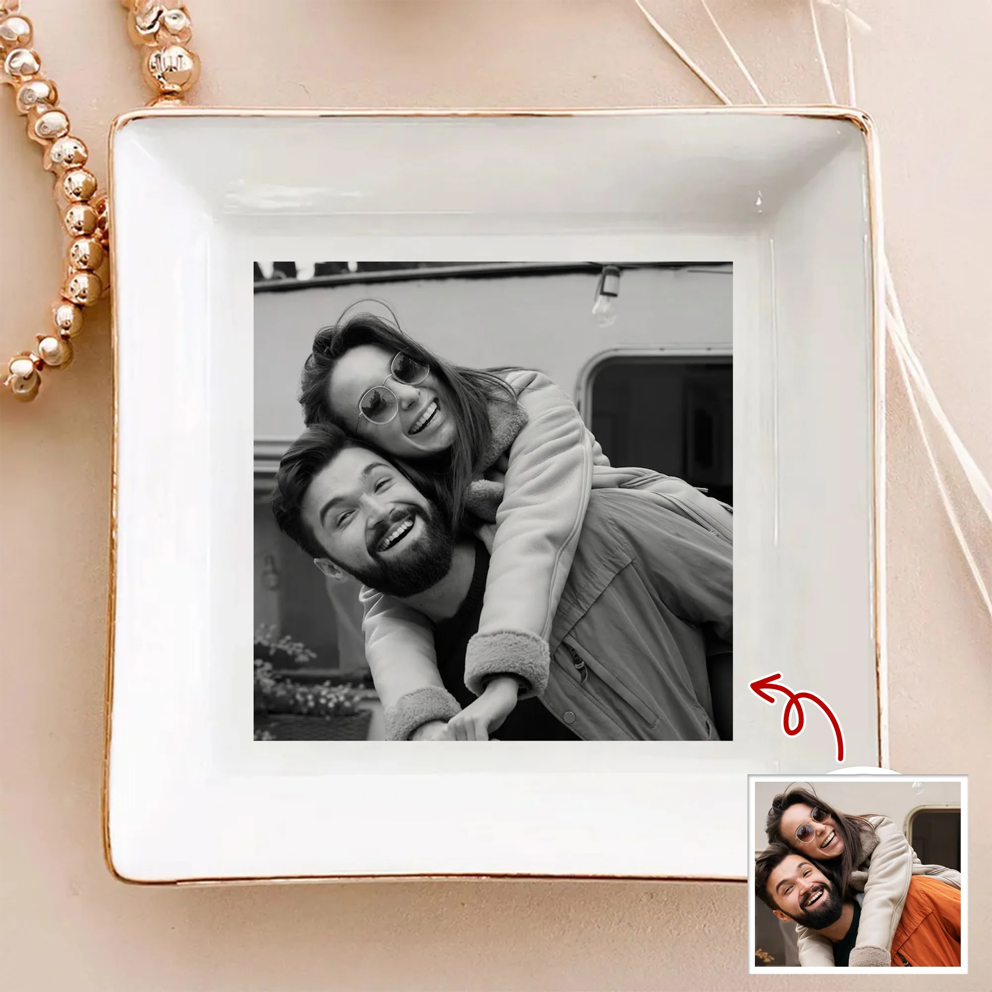 Custom Photo Jewelry Dish Gift For Couple TH10 896543 - Image 2