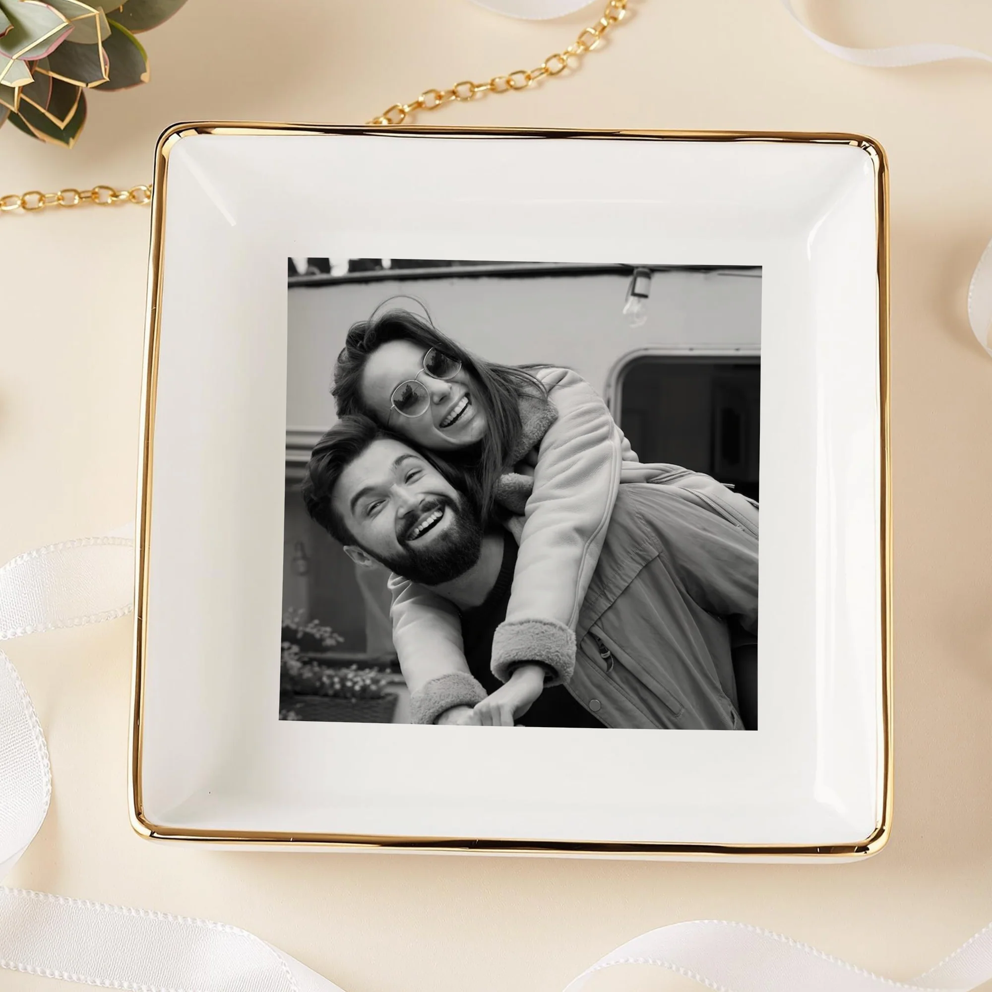 Custom Photo Jewelry Dish Gift For Couple TH10 896543 - Image 8