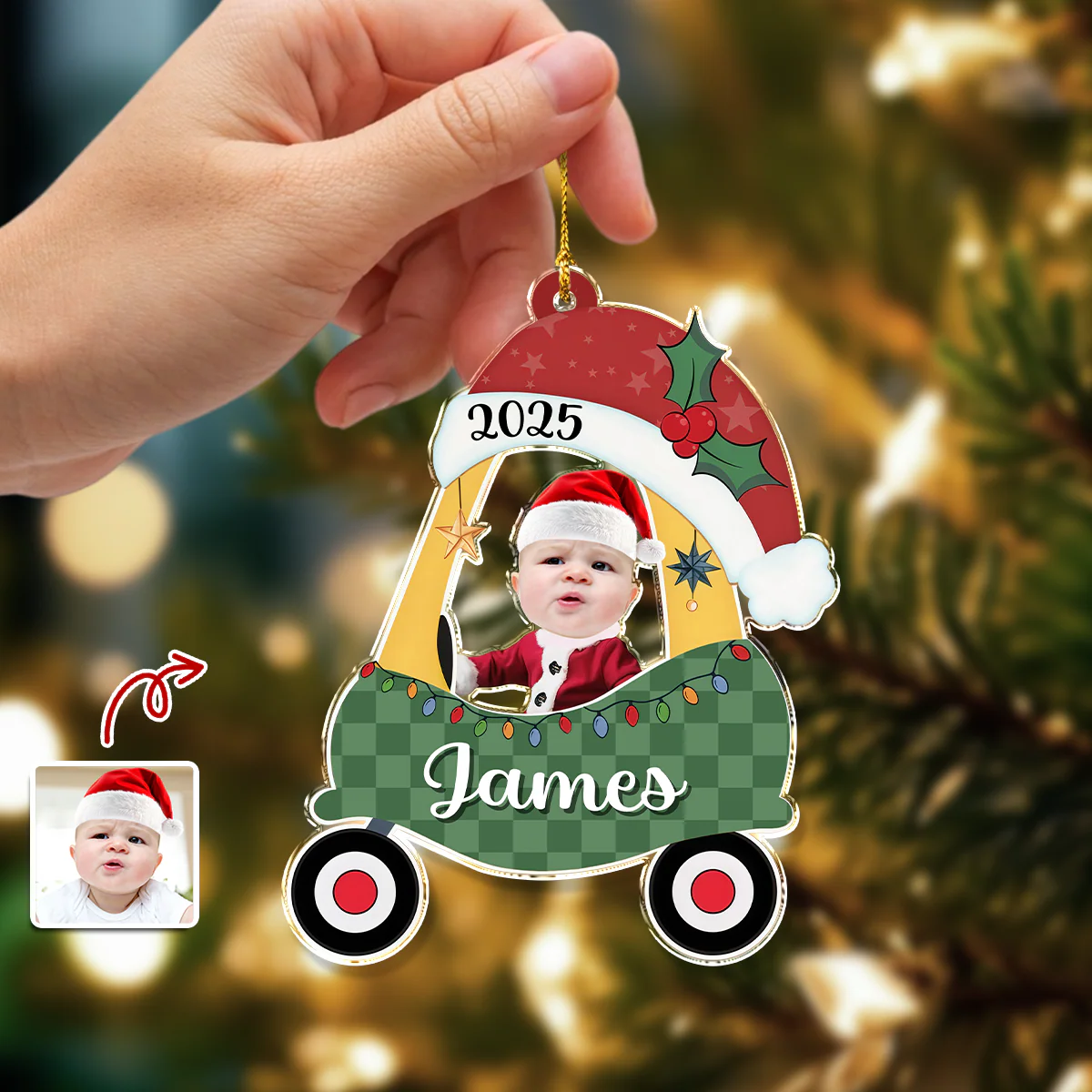 Custom Photo Kid, Baby Christmas Personalized Acrylic Ornament HA75 897530 - Image 3
