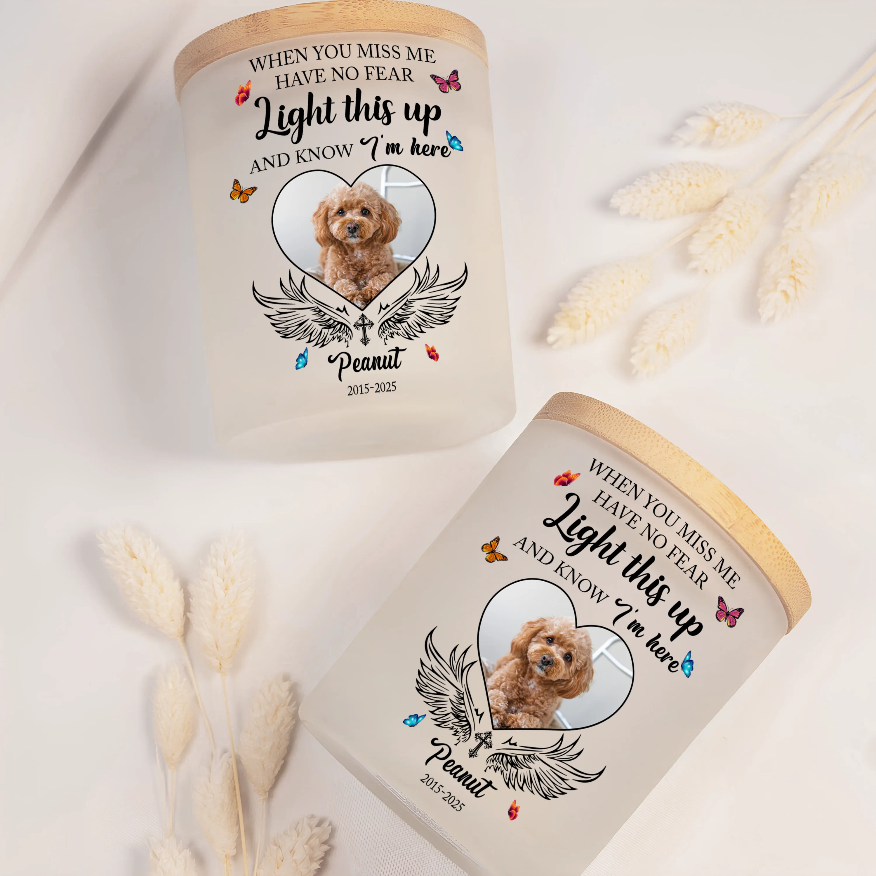 Custom Photo Love Never Leaves, It Lights Up Forever - Memorial Personalized Glass Jar With LED Candle CH07 895814 - Image 10