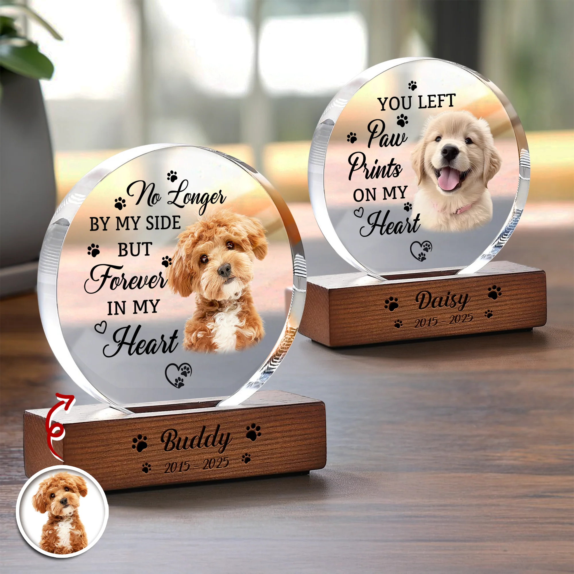 Custom Photo Memorial Once By My Side Forever In My Heart Round Acrylic Frame Block HA75 898016 - Image 4