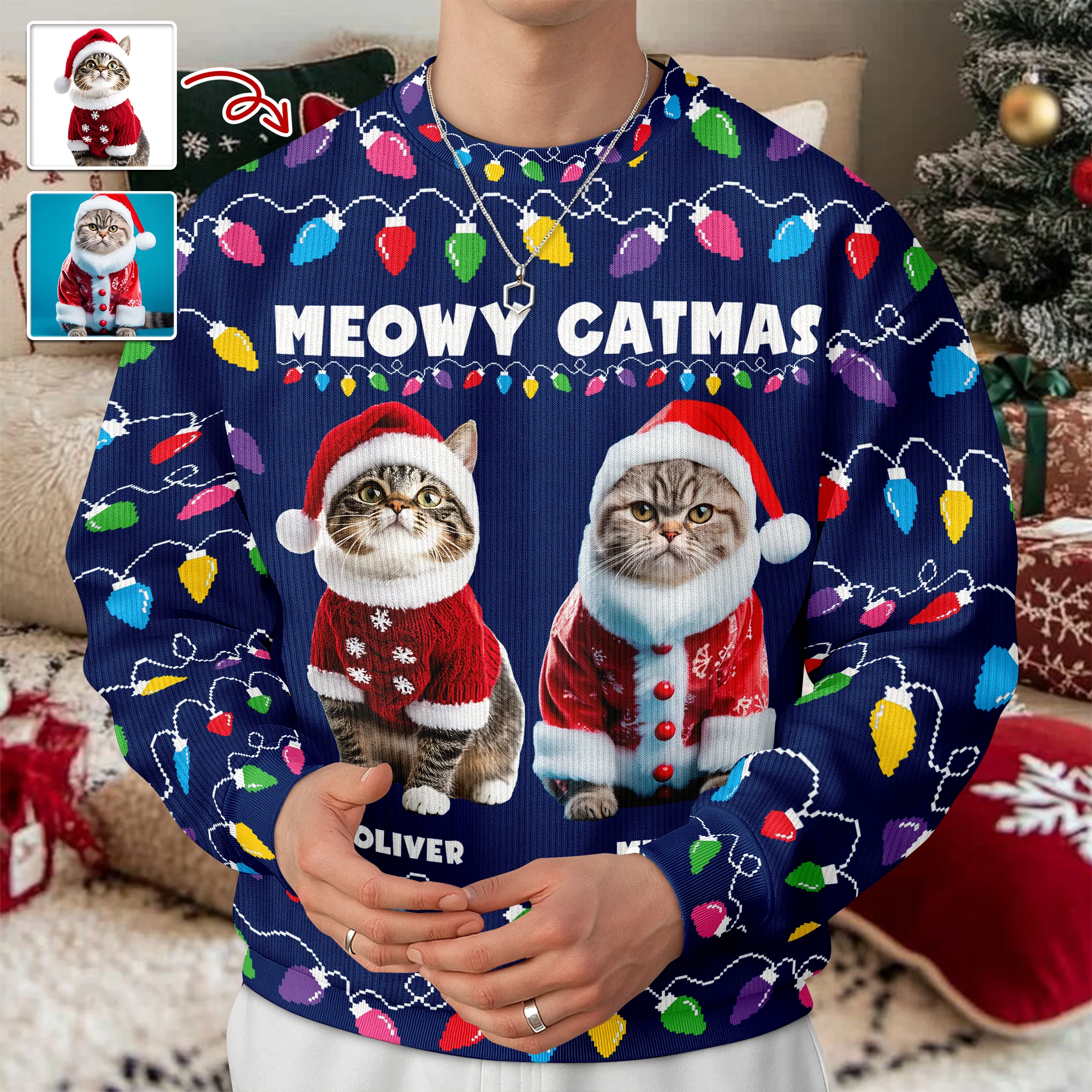 Custom Photo Meowy Catmas Christmas Ugly Sweater HA75 892970 - Image 5