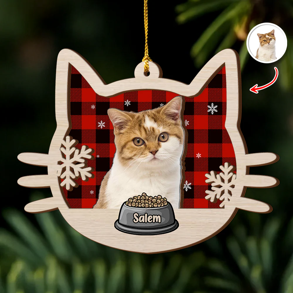 Custom Photo Meowy Christmas 2 Layer Wooden Ornament LM32 895783 - Image 2