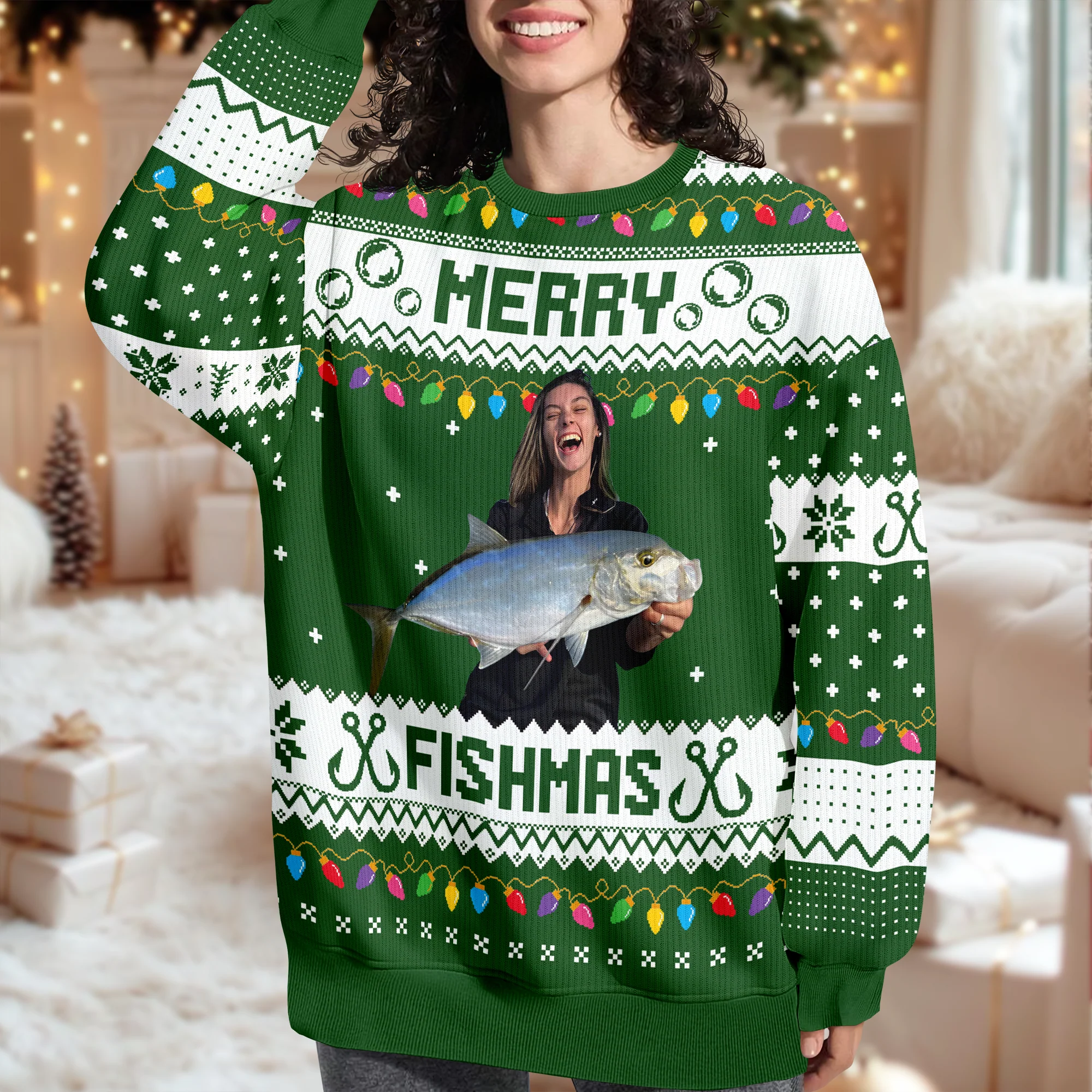 Custom Photo Merry Fishmas Ugly Sweater For Fishing Lovers HO82 900424 - Image 3