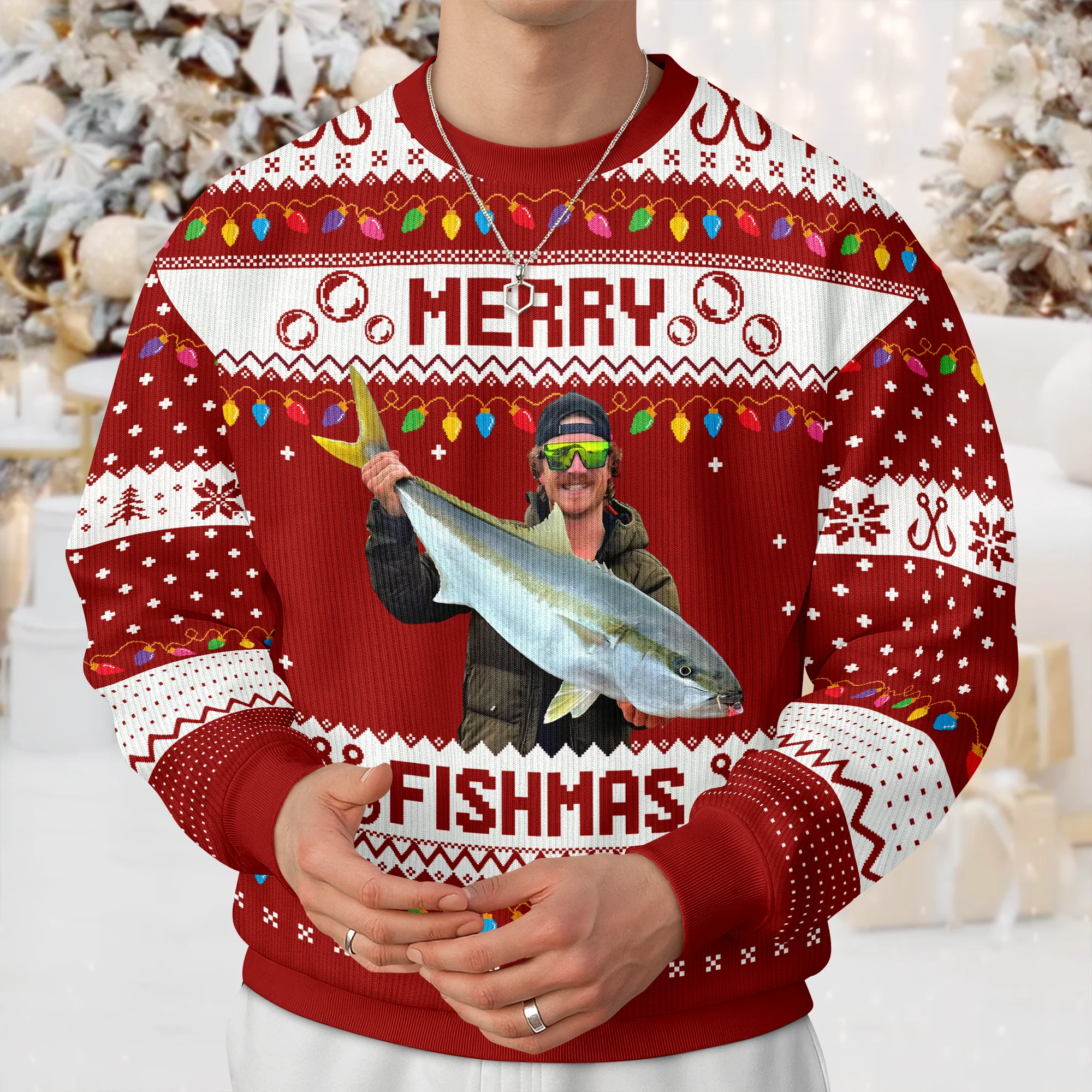 Custom Photo Merry Fishmas Ugly Sweater For Fishing Lovers HO82 900424 - Image 4
