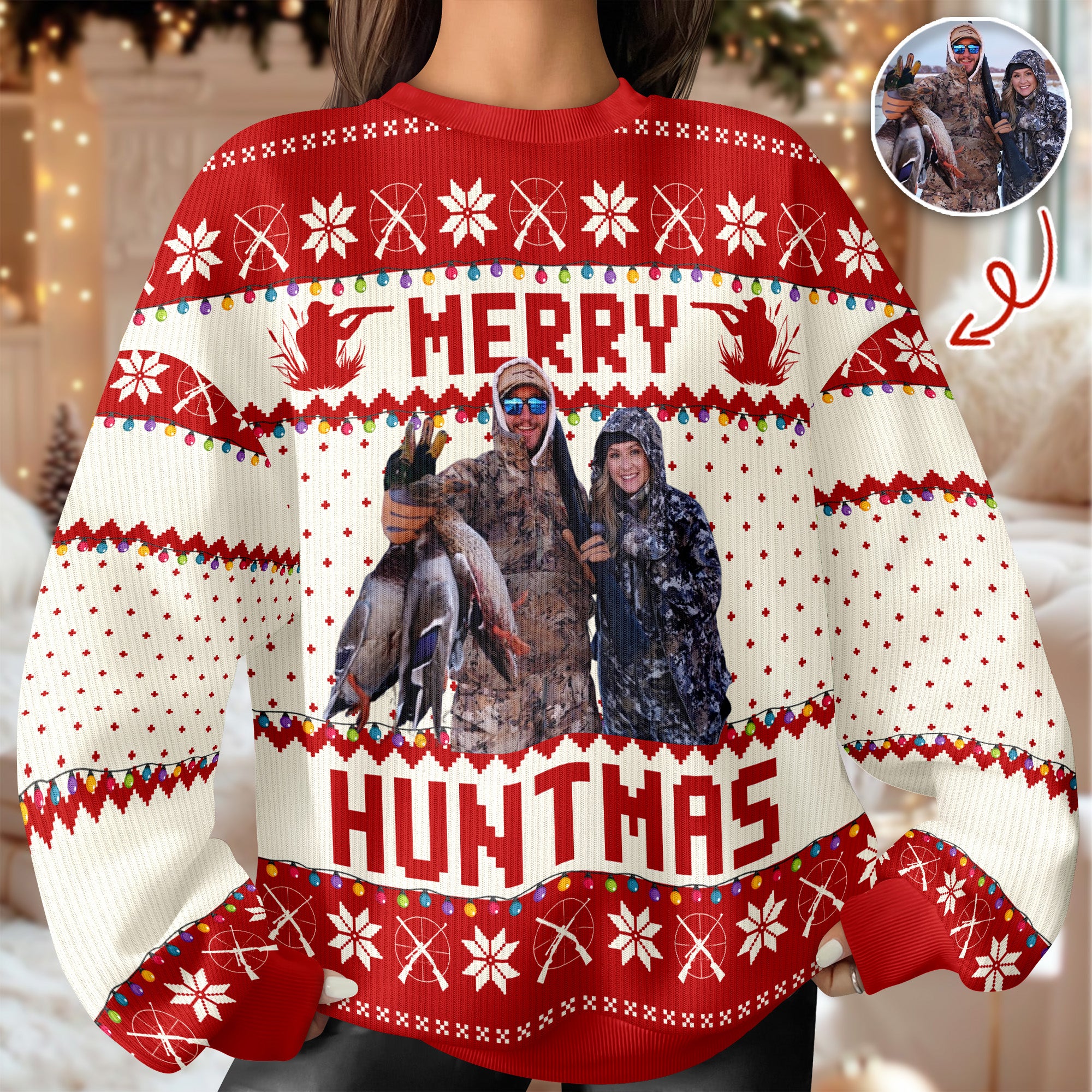Custom Photo Merry Huntmas - Personalized Ugly Sweater Hunting Christmas Gifts For Dad, Grandpa, Husband TH10 896019 - Image 5