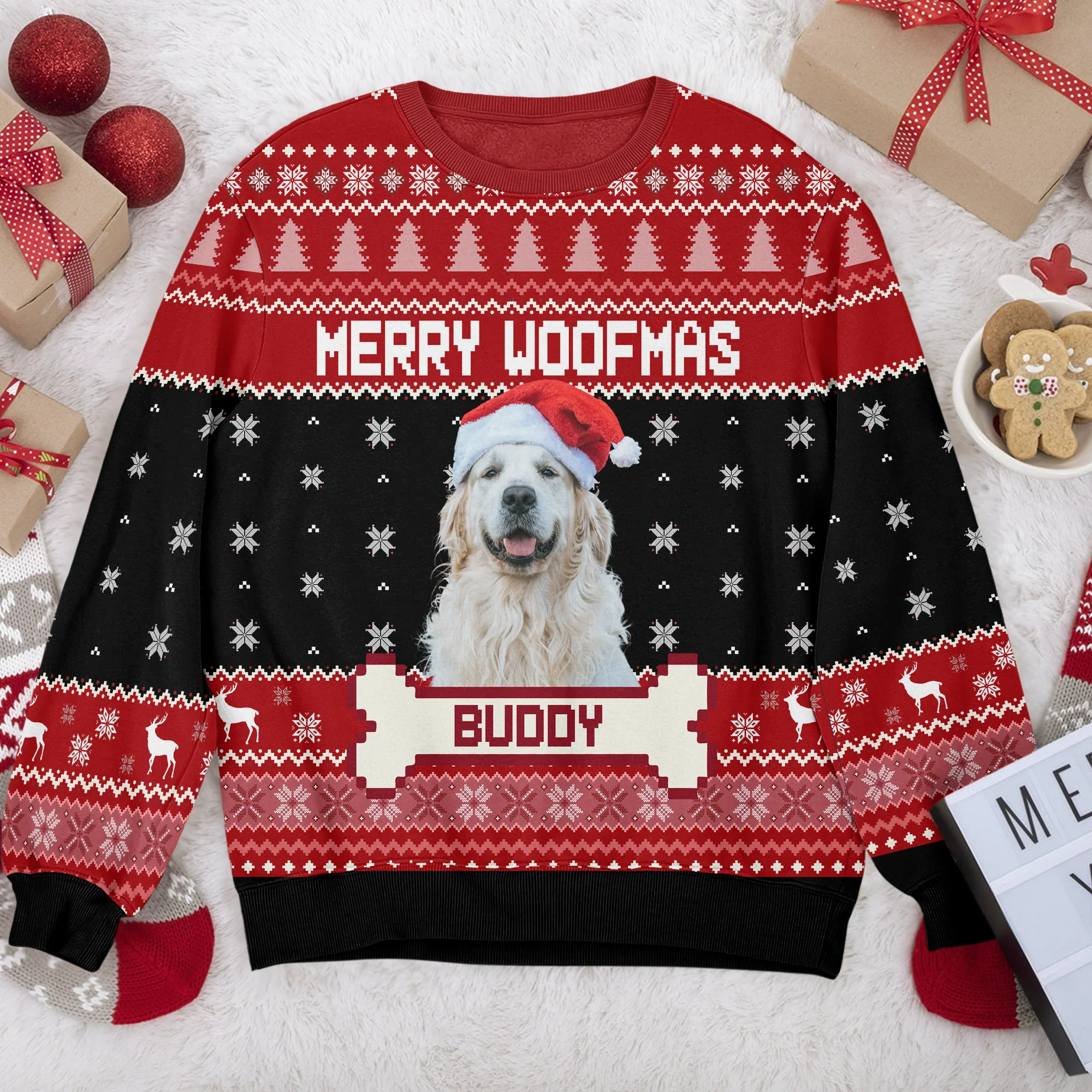Custom Photo Merry Woofmas Feliz Navidog Ugly Sweater Christmas Gift For Dog Lovers CH07 896442 - Image 2