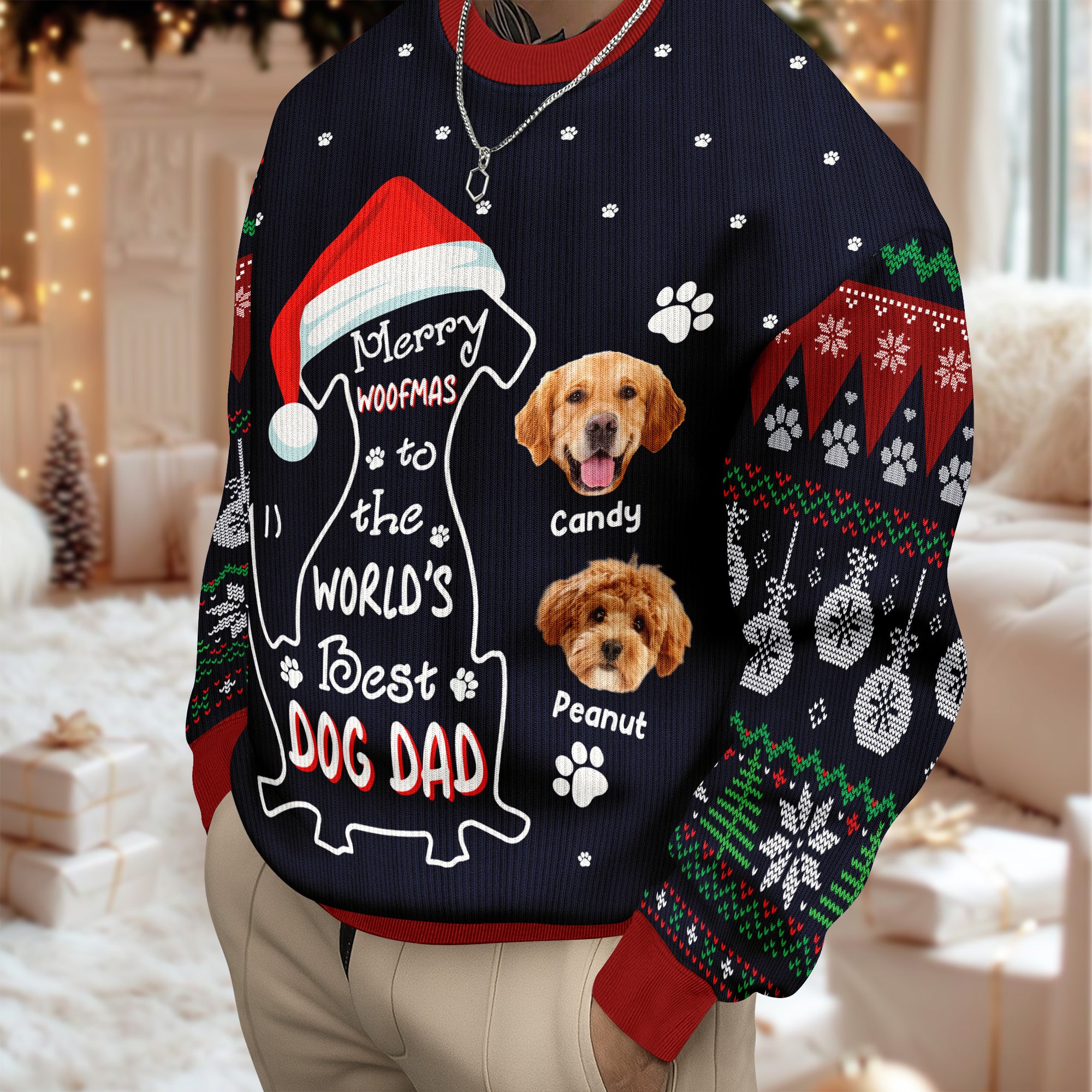 Custom Photo Merry Woofmas To The World Dog Ugly Sweater CH07 899464 - Image 9