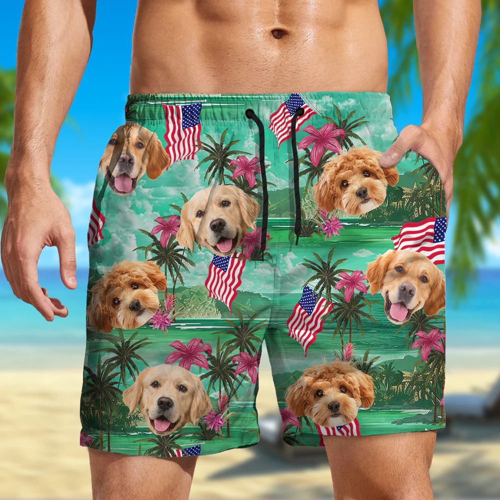 Custom Photo My American Spirit Beach Short - Gift For Family Members, Pet Owners, Pet Lovers LM32 893647 - Image 2