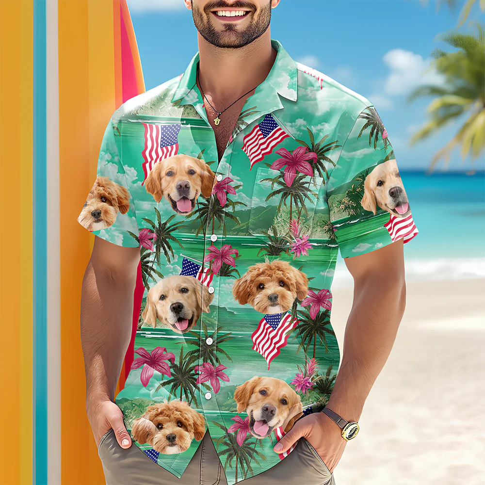 Custom Photo My American Spirit Hawaiian Shirt - Gift For Family Members, Pet Owners, Pet Lovers LM32 893639 - Image 2