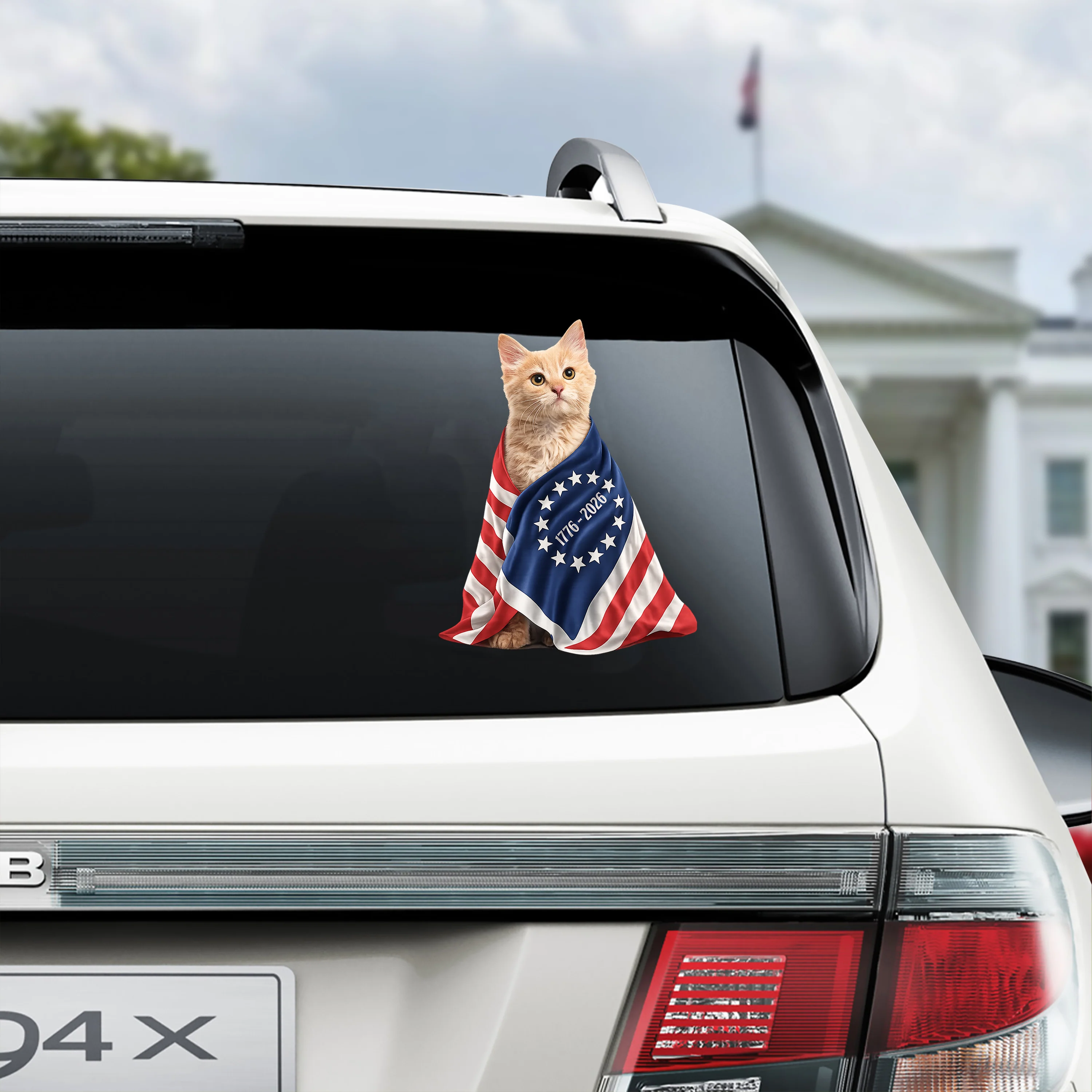 Custom Photo My Dog, Cat Loves USA 250 Patriotic Car Window Decal Sticker HA75 920222 - Image 5