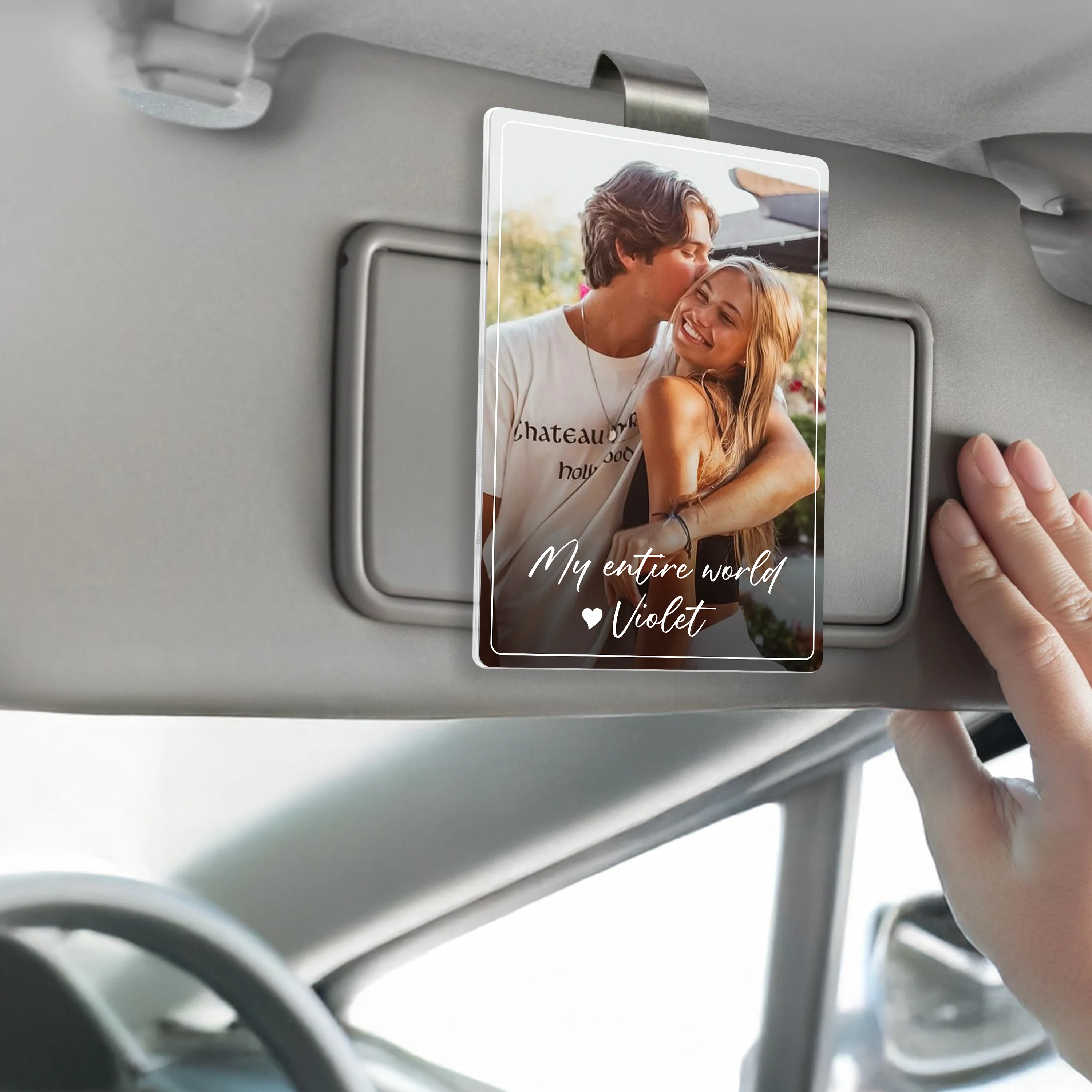 Custom Photo My Entire World Acrylic Car Visor Gift For Valentine HO82 901072 - Image 2
