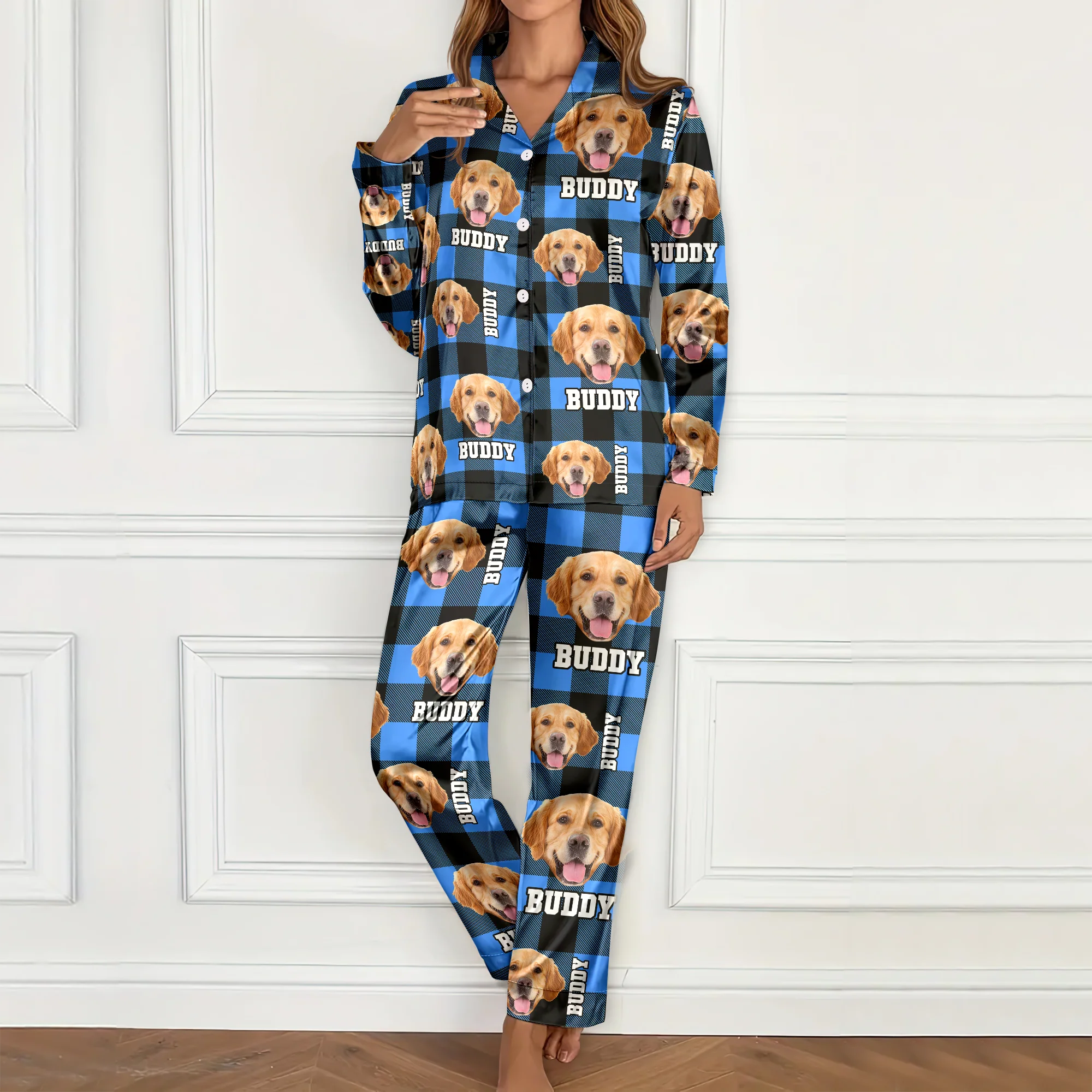Custom Photo Name Dog Cat Satin Pajamas CH07 896208 - Image 2