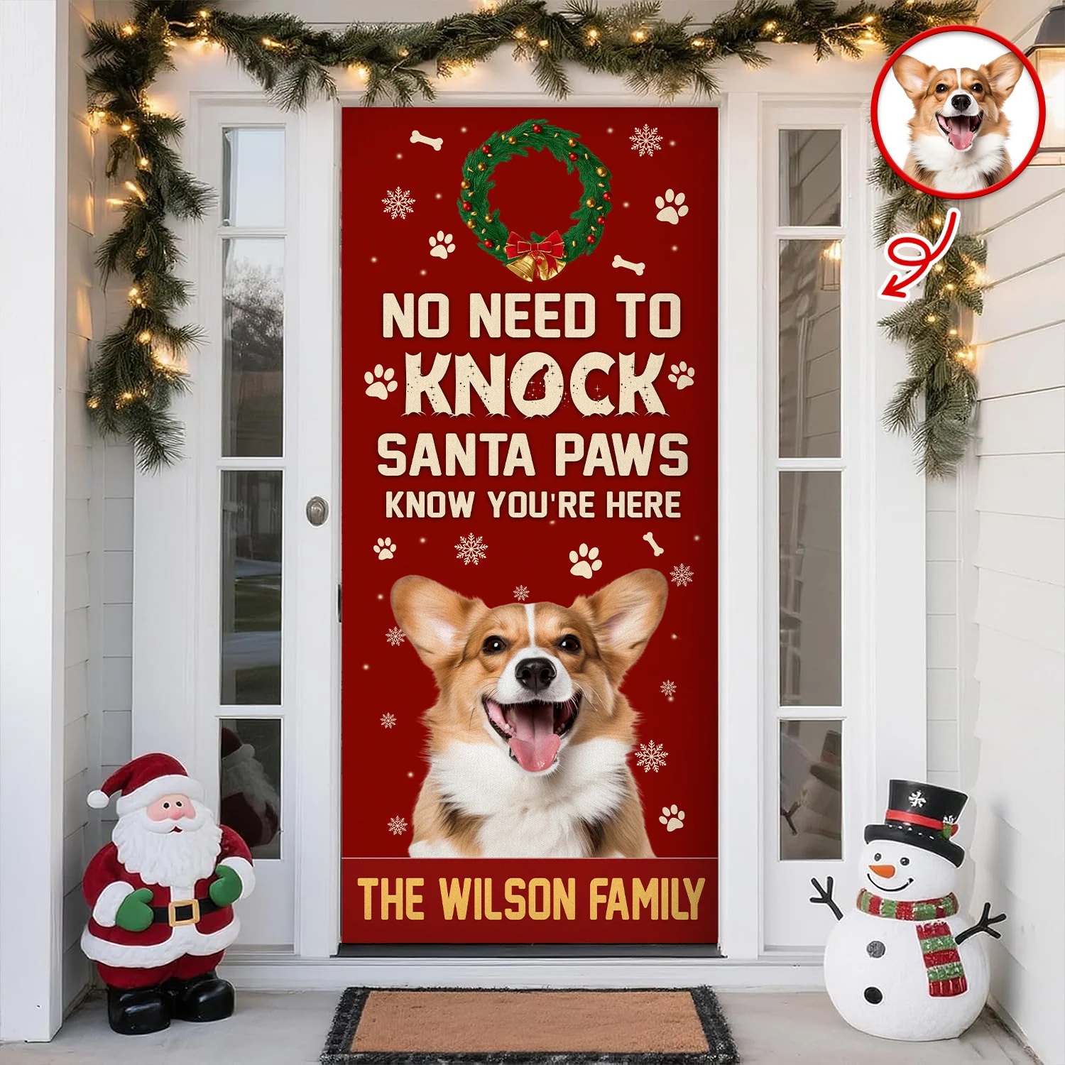 Custom Photo No Need To Knock Santa Paw Know You're Here - Personalized Door Cover CH07 896854 - Image 8