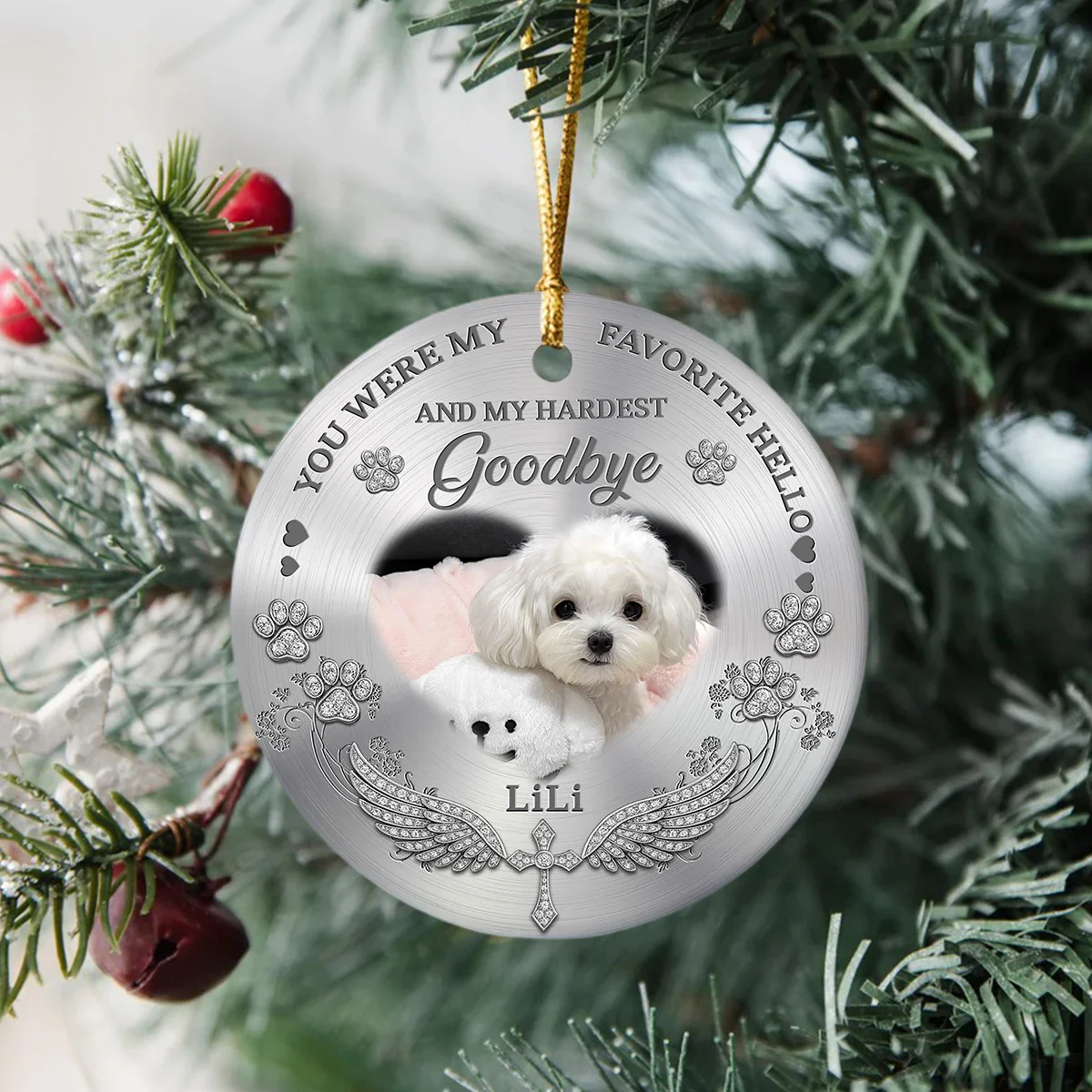 Custom Photo Pet Christmas Memorial Sympathy Ceramic Ornament Gifts For Pet Lovers LM32 893897 - Image 4