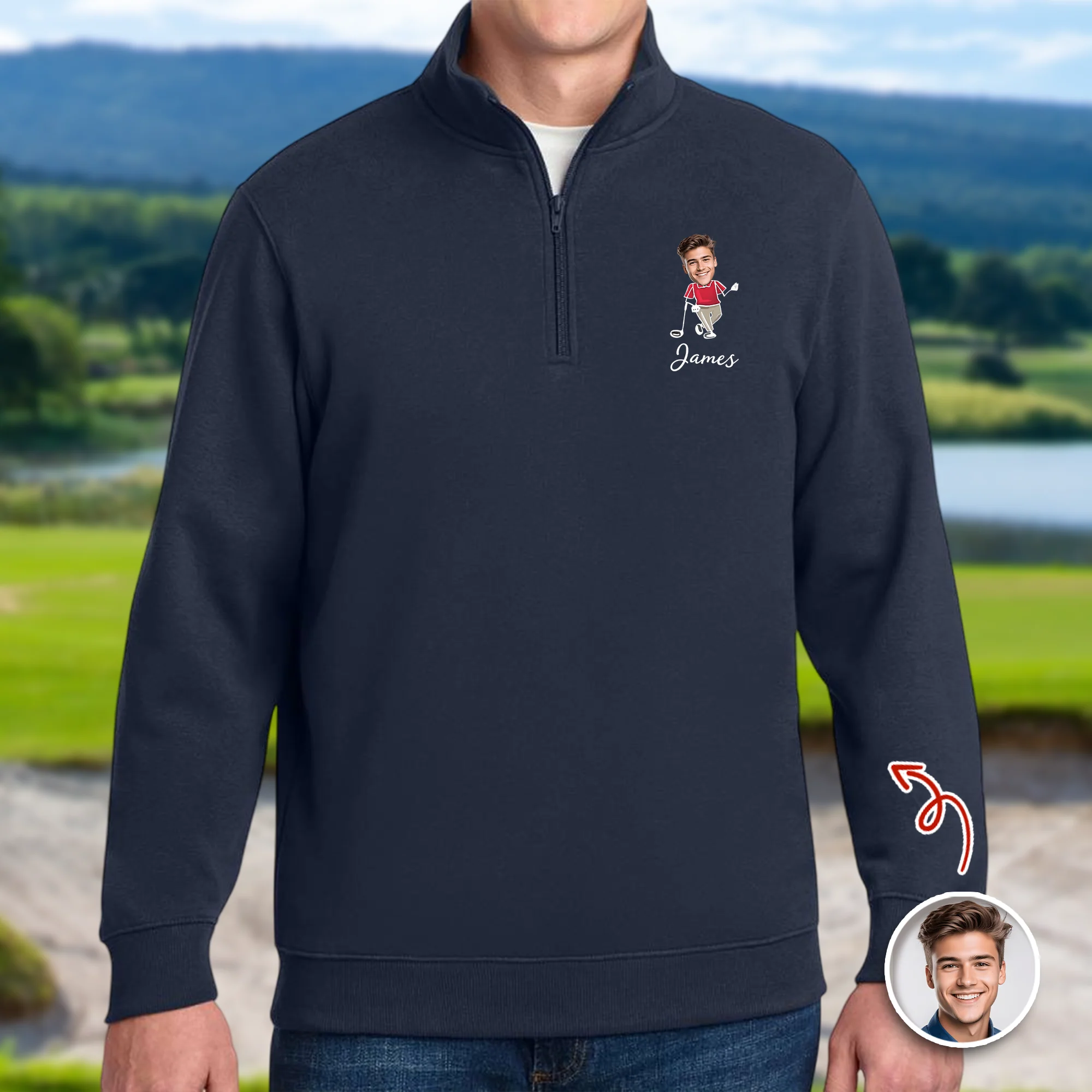 Custom Photo Printed Quarter Zip Sweater Gift for Golf Lovers TH10 898223 - Image 4