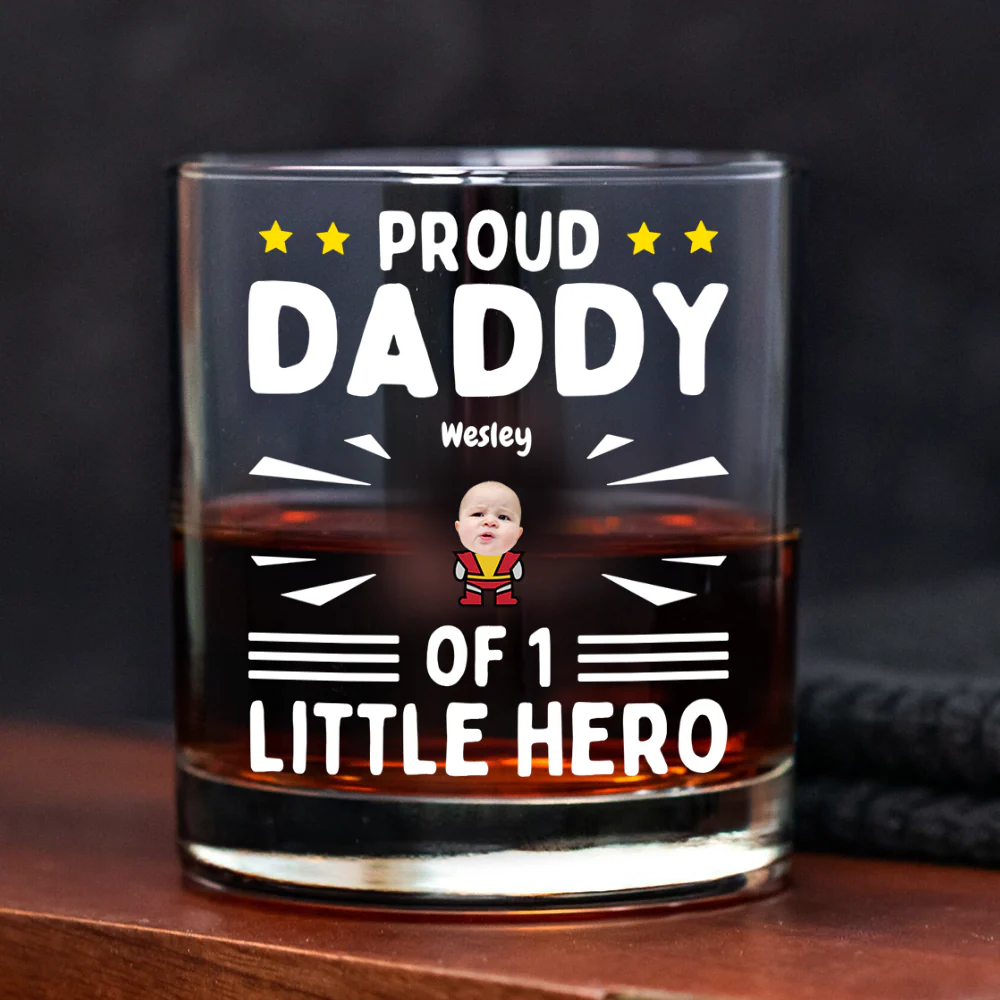Custom Photo Proud Daddy of Little Heroes - Father's Day Personalized Gifts Custom Rock Glass for Dad, Superhero Lovers HO82 894056 - Image 6