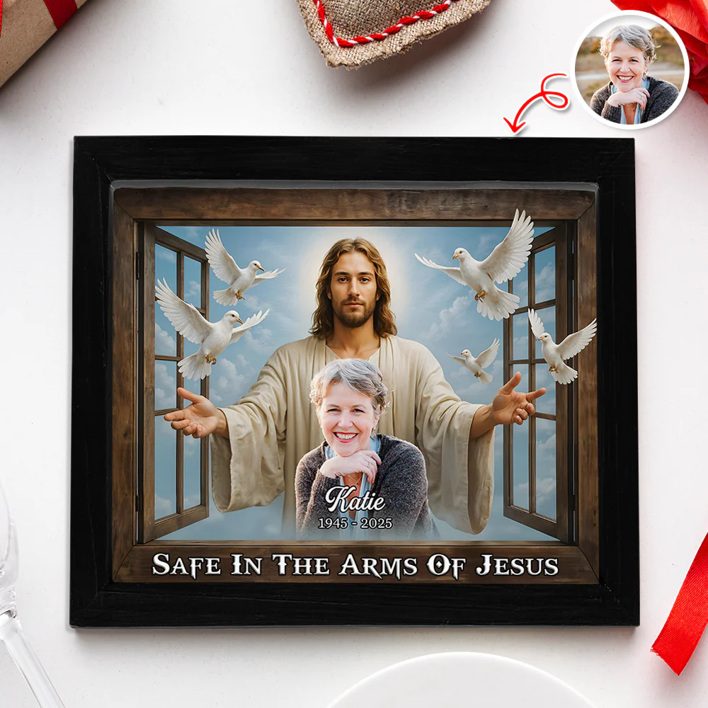 Custom Photo Safe In The Arms Of Jesus Memorial Picture Frame LM32 893901 - Image 11