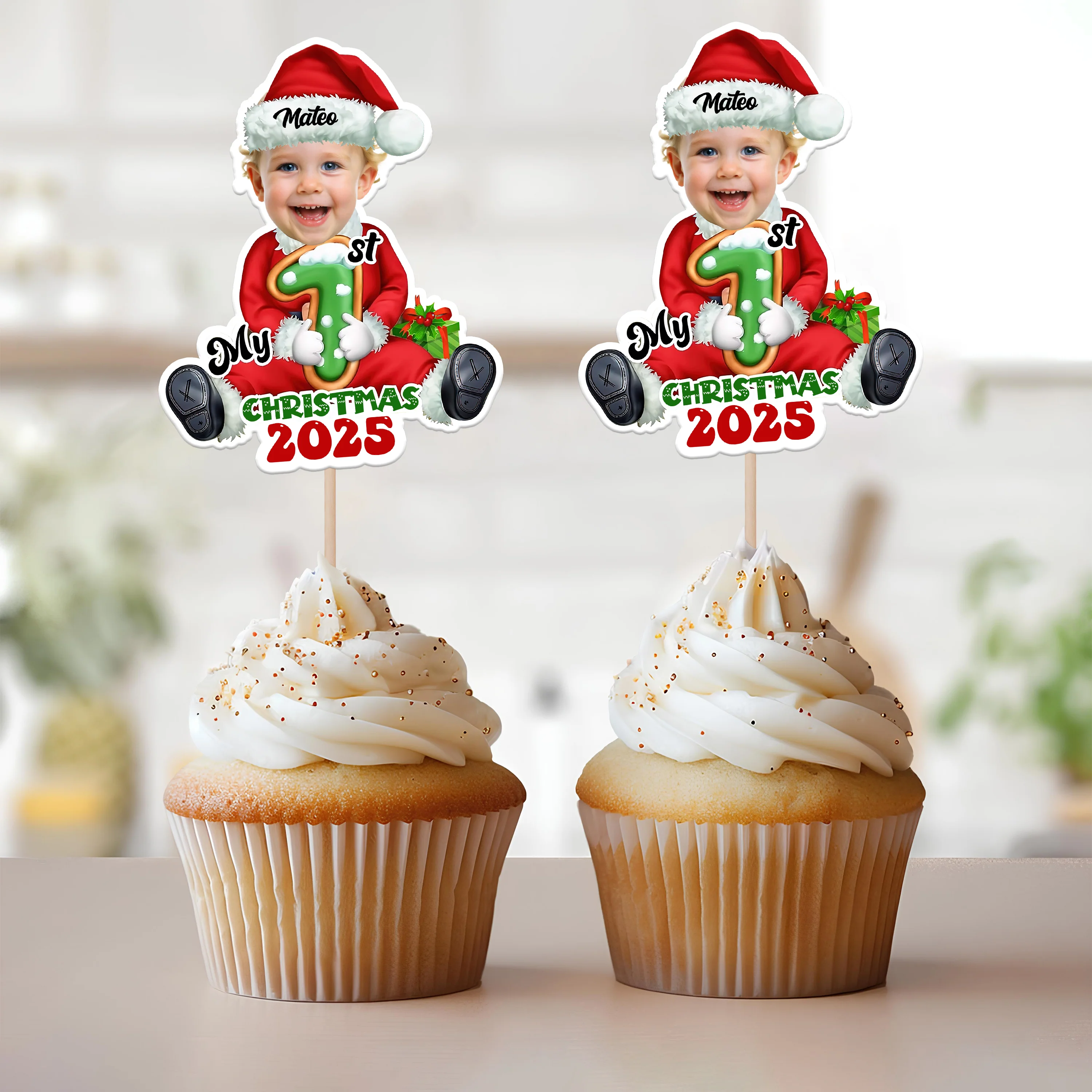 Custom Photo Santa Baby Christmas Cupcake Toppers LM32 893913 - Image 14
