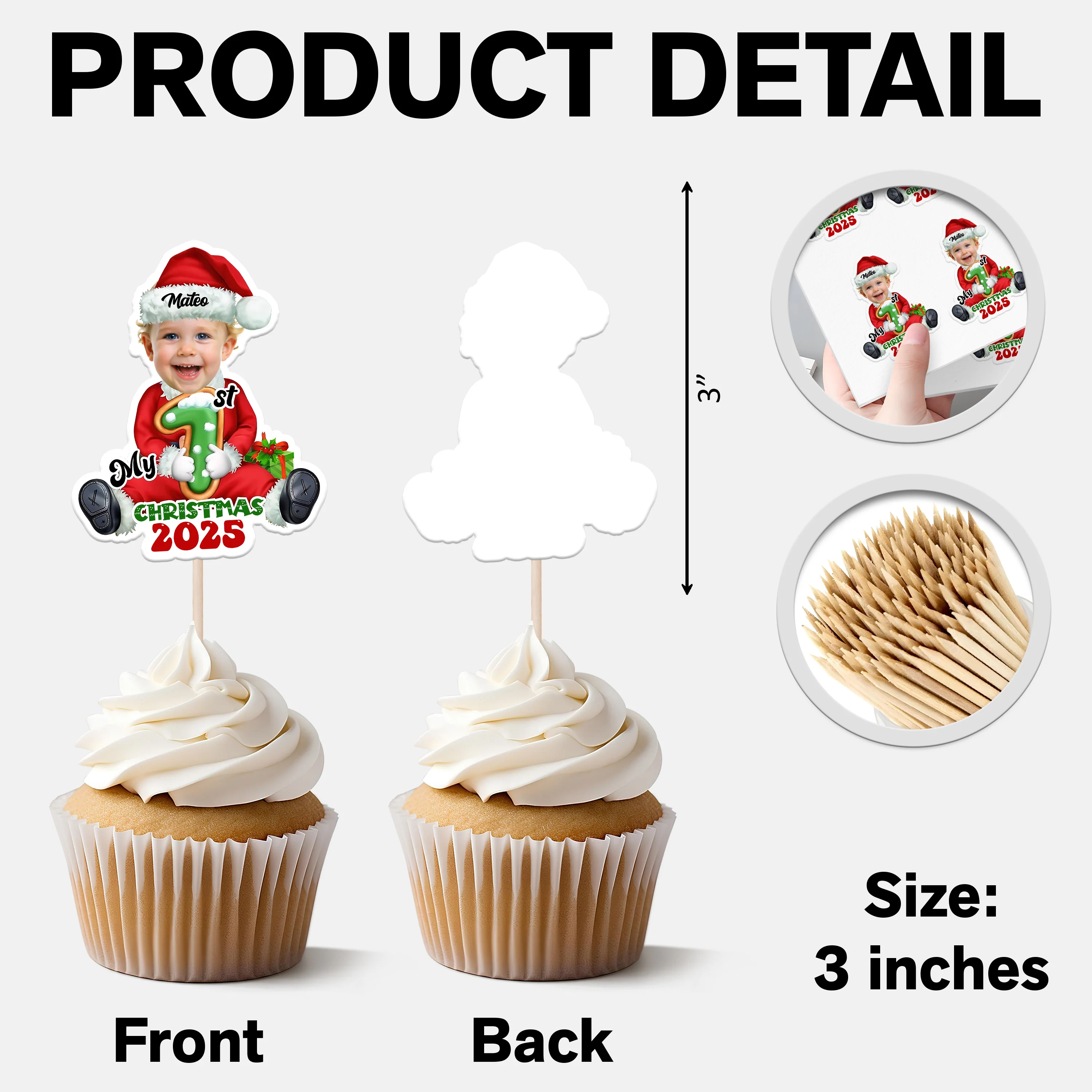 Custom Photo Santa Baby Christmas Cupcake Toppers LM32 893913 - Image 16