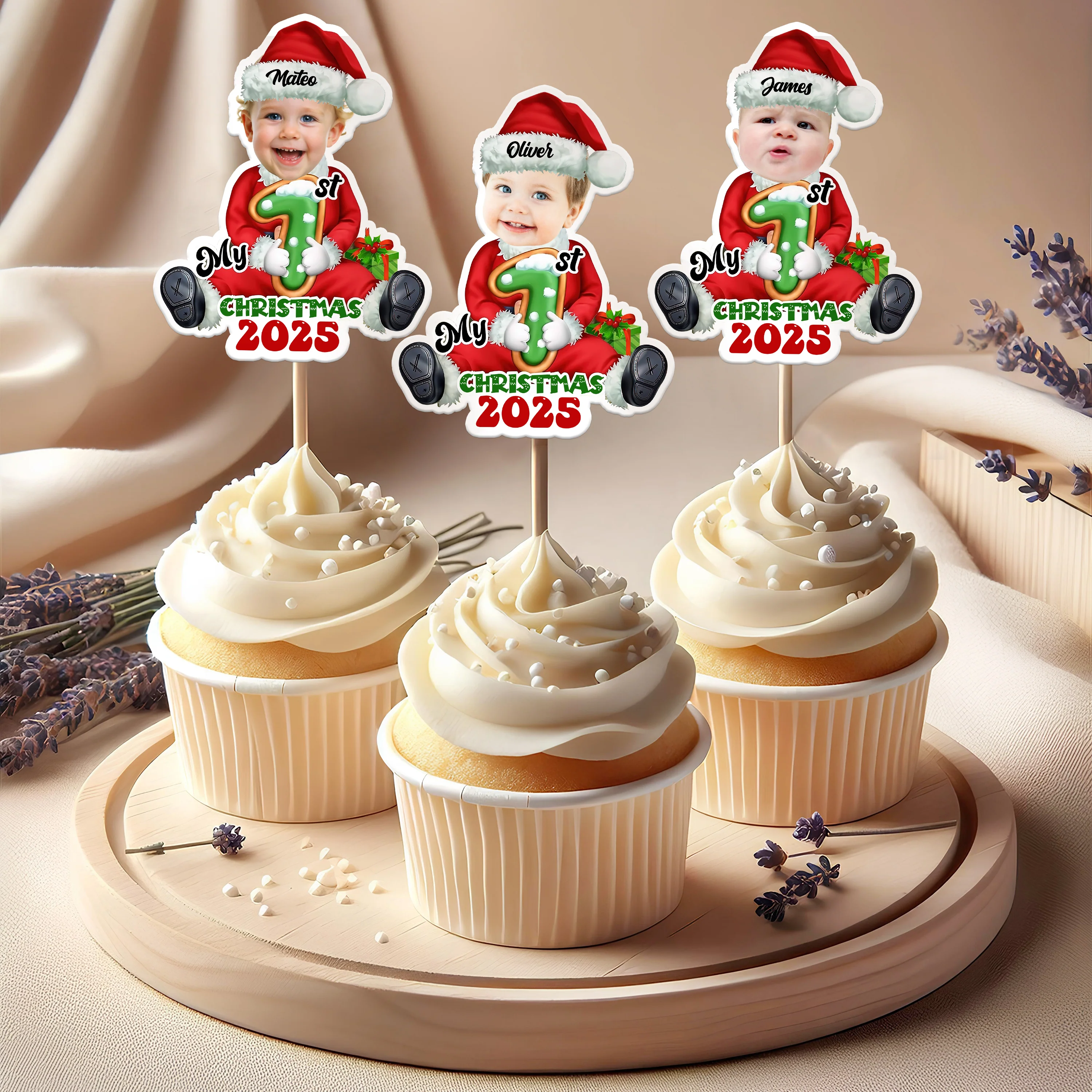 Custom Photo Santa Baby Christmas Cupcake Toppers LM32 893913 - Image 4