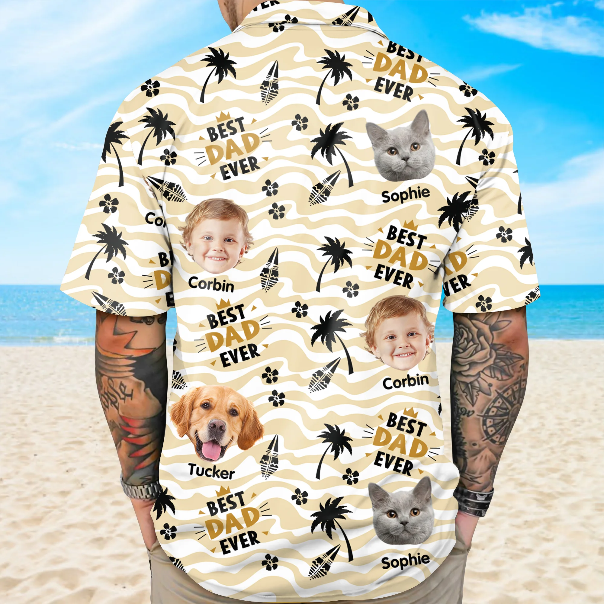 Custom Photo Stick Figures Best Dad Grandpa Ever Hawaii Shirt LM32 893711 - Image 6