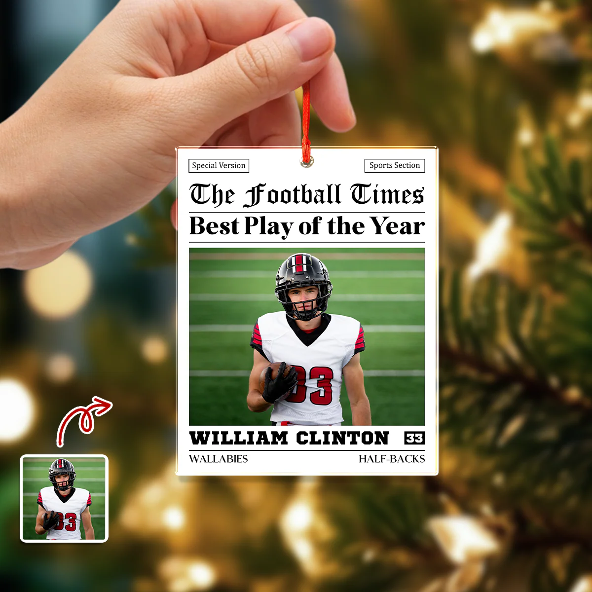 Custom Photo The American Football Times Newspaper Acrylic Ornament CH07 899470 - Image 3