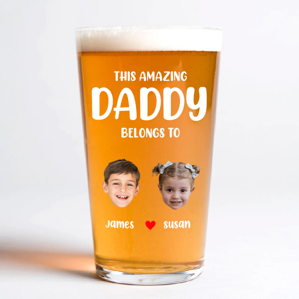 Custom Photo This Grandpa Belongs To Grandchildren Print Beer Glass Father's Day Gift HA75 892174 - Image 3