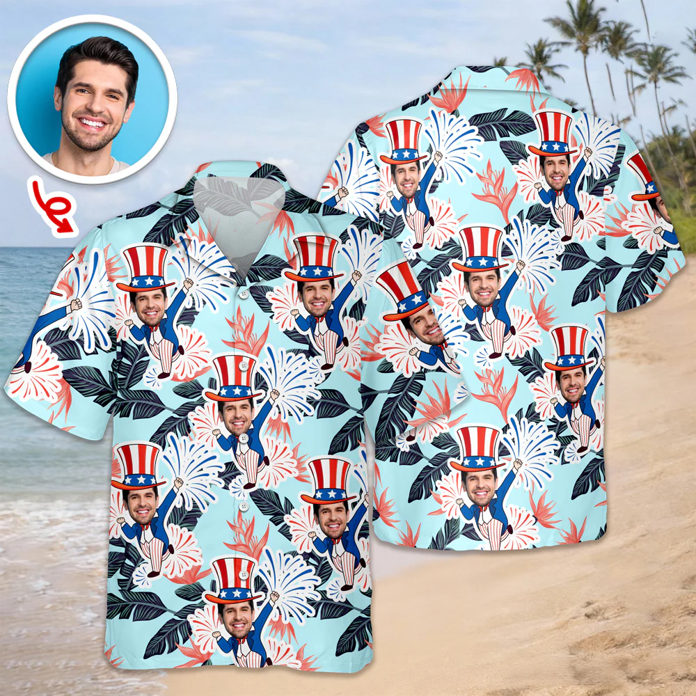 Custom Photo USA 4th of July Tropical Hawaii Shirt LM32 899711 - Image 6
