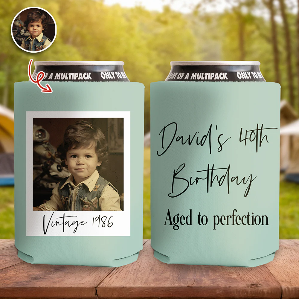 Custom Photo Vintage Birthday Print Full Can Cooler Holder LM32 899905 - Image 2