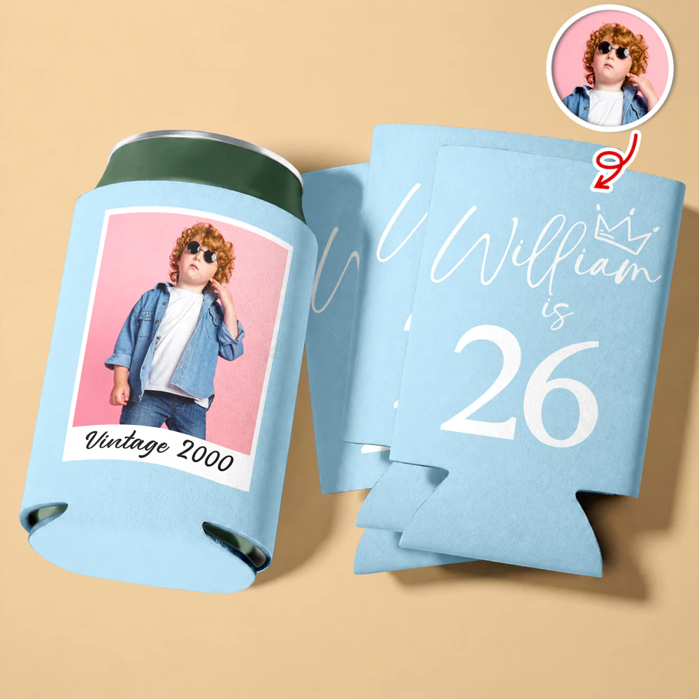 Custom Photo Vintage Year Birthday Can Cooler Holder LM32 899931 - Image 3