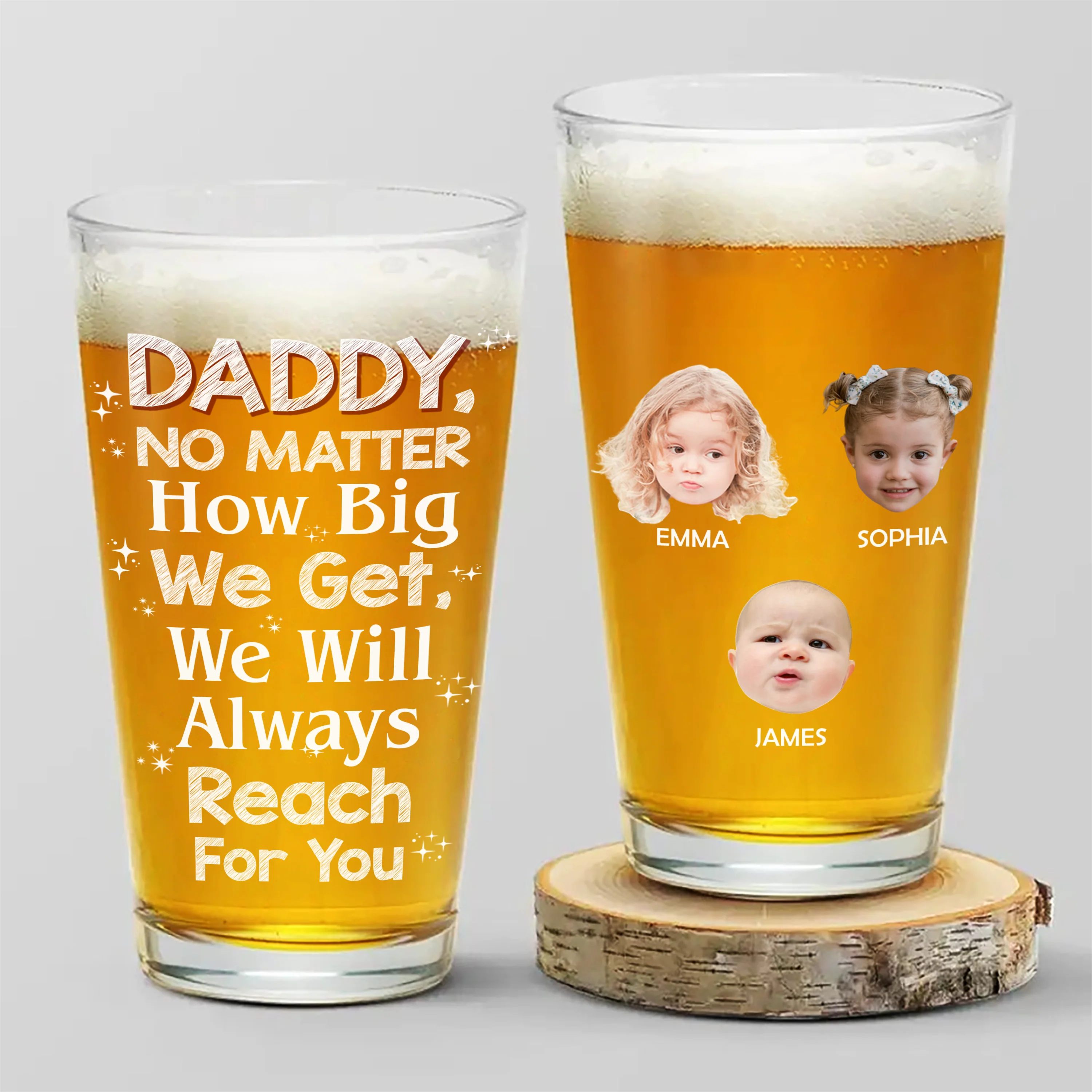 Custom Photo We Will Always Reach For You - Birthday Gift For Dad, Father, Family Beer Glass HO82 893840 - Image 3