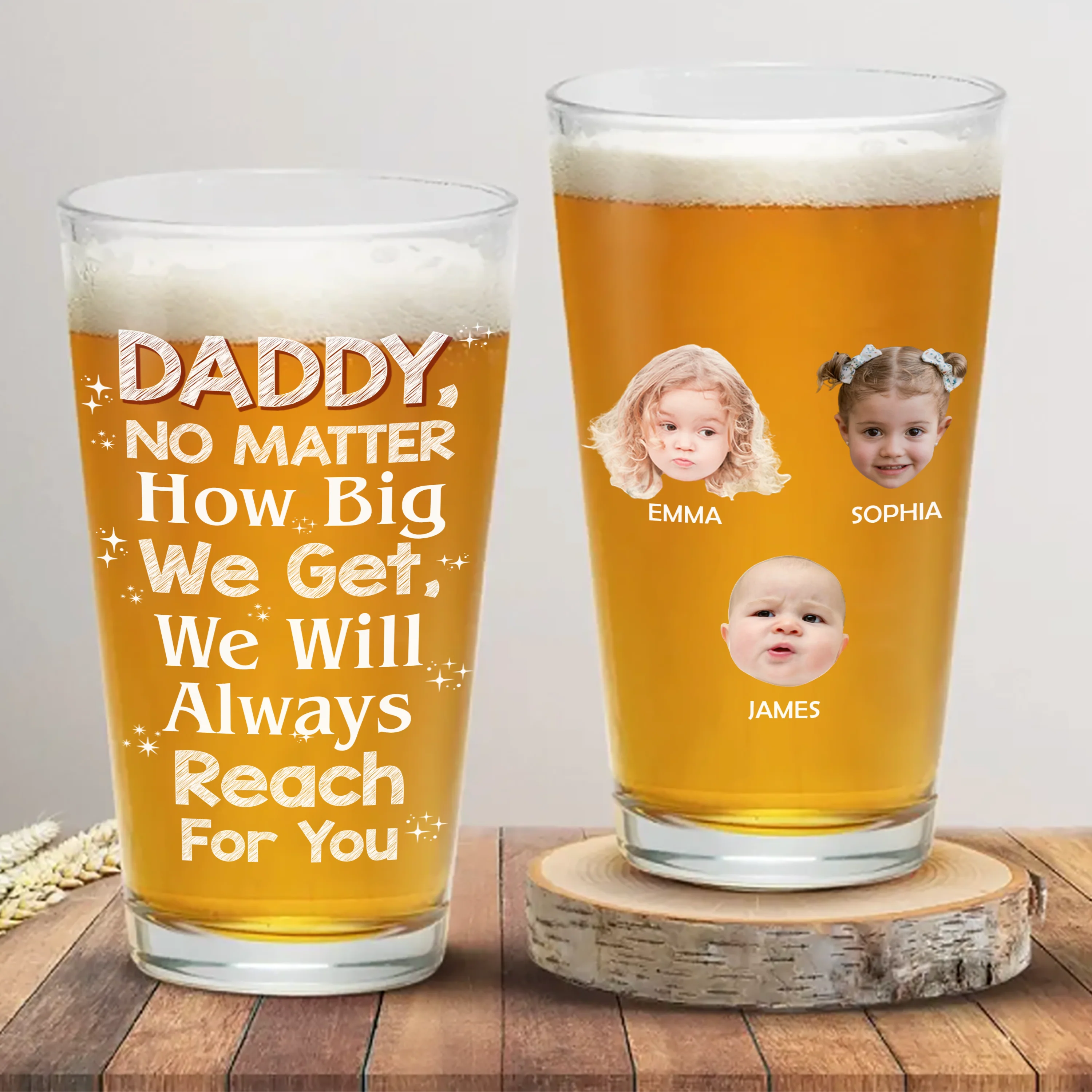 Custom Photo We Will Always Reach For You - Birthday Gift For Dad, Father, Family Beer Glass HO82 893840 - Image 6