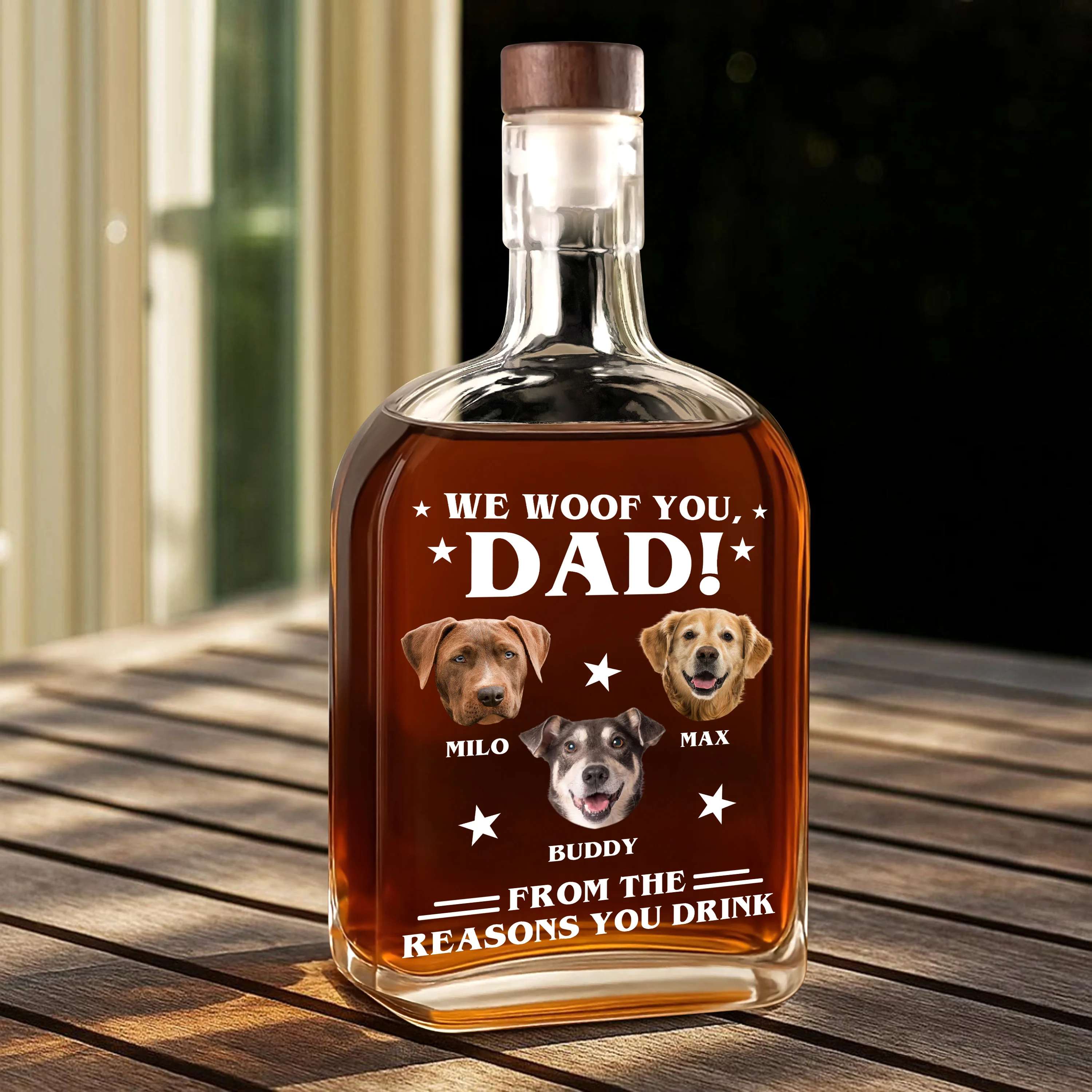 Custom Photo We Woof You - Dog Personalized Custom Whiskey Bottle - Father's Day, Gift For Dad, Pet Owners, Pet Lovers HO82 894074 - Image 2