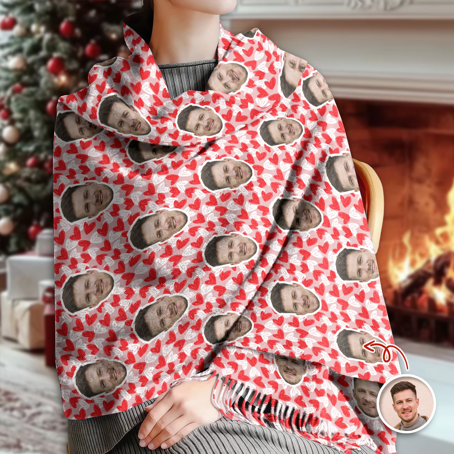 Custom Photo Wool Scarf Gift For Him, Her, Valentine LM32 897667 - Image 2