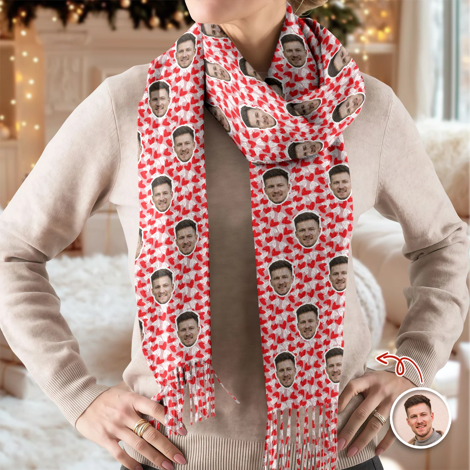 Custom Photo Wool Scarf Gift For Him, Her, Valentine LM32 897667 - Image 4