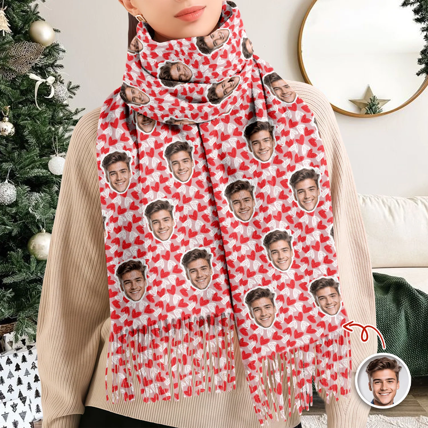 Custom Photo Wool Scarf Gift For Him, Her, Valentine LM32 897667 - Image 5