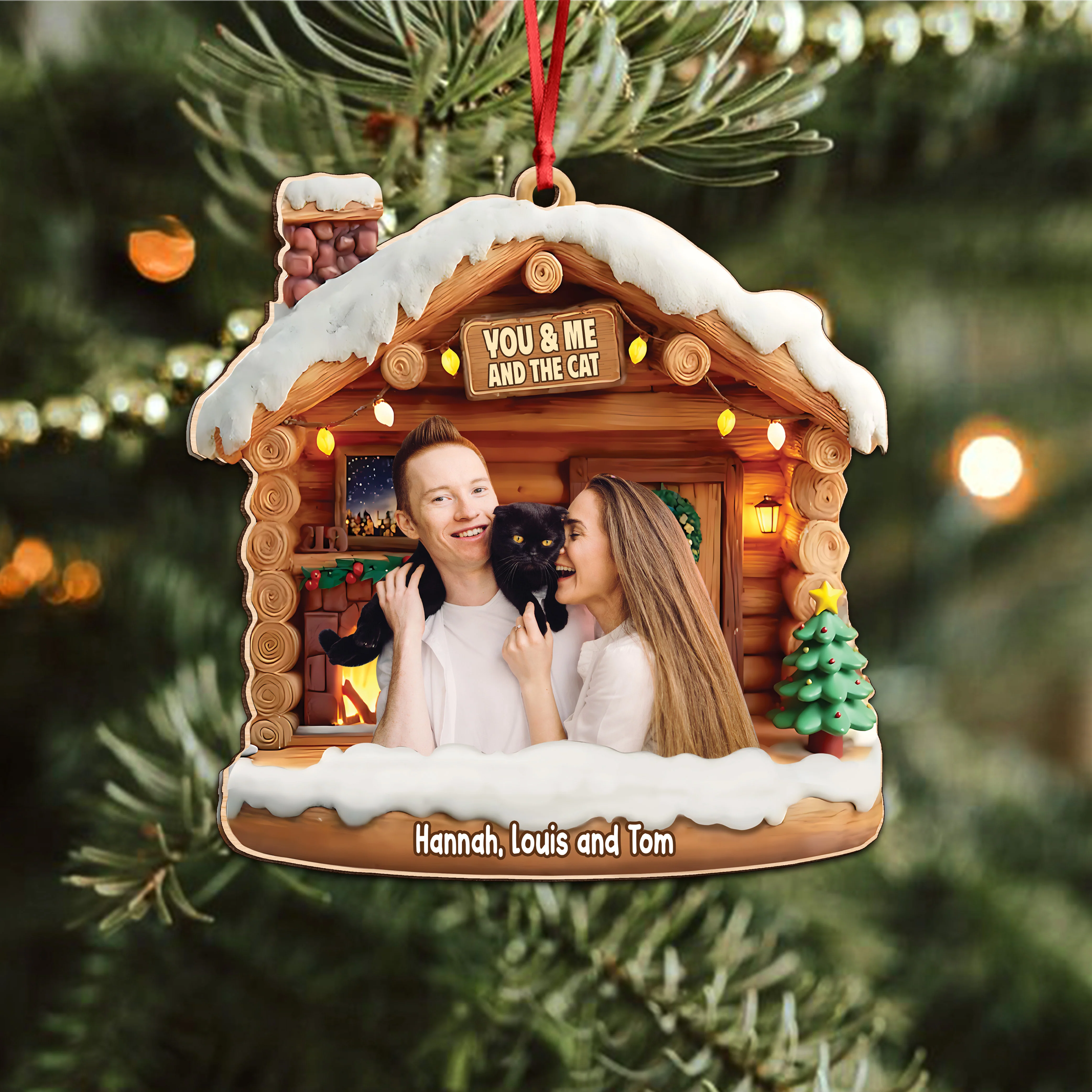 Custom Photo You & Me And The Dog - Personalized 3D Effect Acrylic Ornament LM32 895959 - Image 2