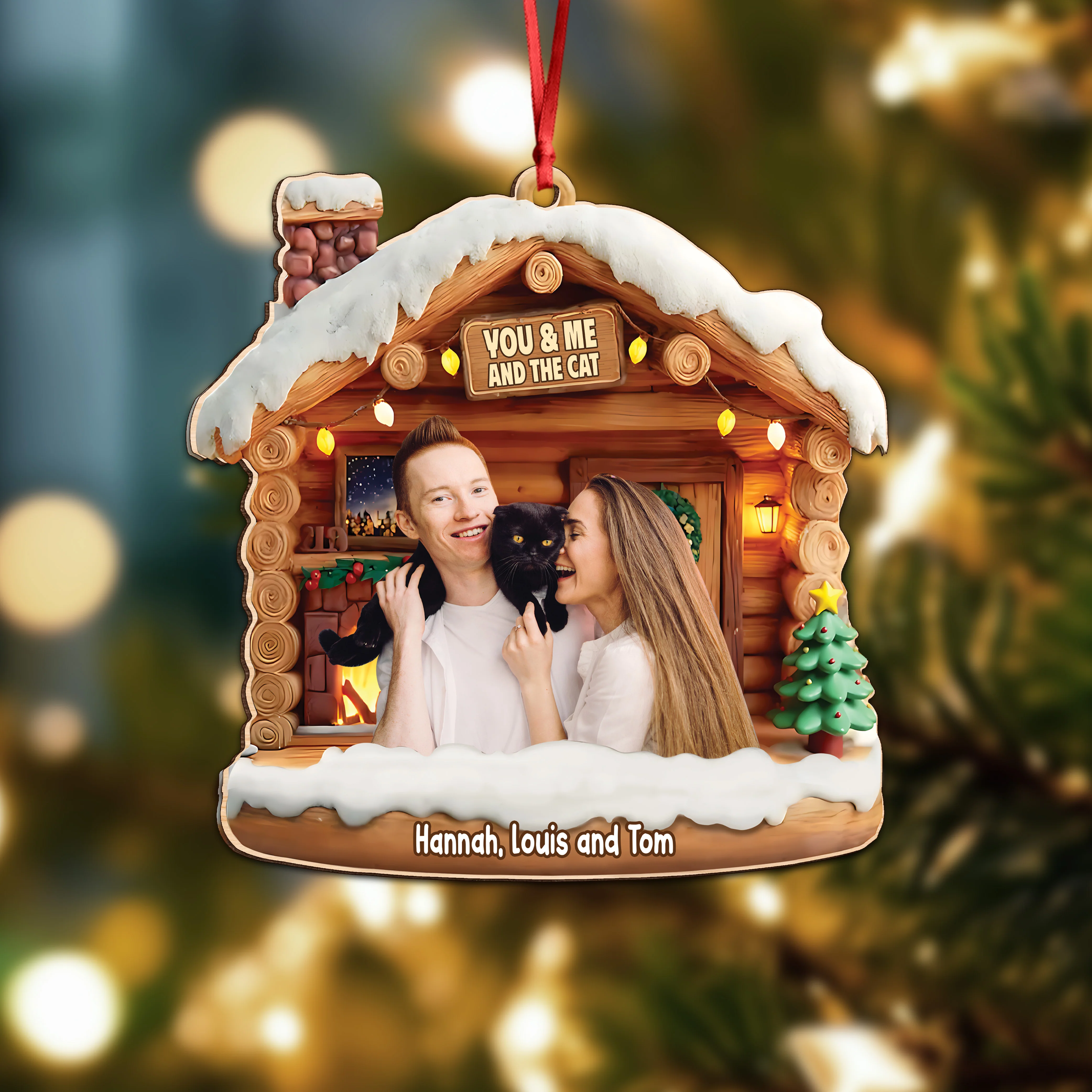 Custom Photo You & Me And The Dog - Personalized 3D Effect Acrylic Ornament LM32 895959 - Image 3