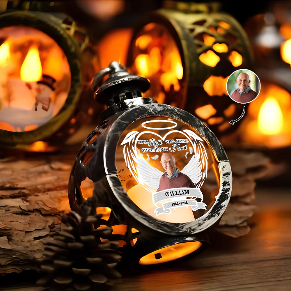 Custom Photo Your Light Will Alwways Shine In My Heart Memorial Christmas Lantern LM32 895785 - Image 2