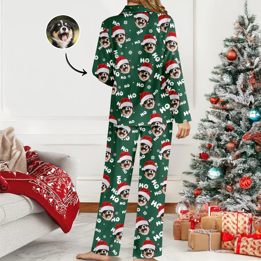 Custom Puppy Photo Ho Ho Ho Chritsmas Pajamas Gift For Pet Lovers CH07 899724 - Image 2