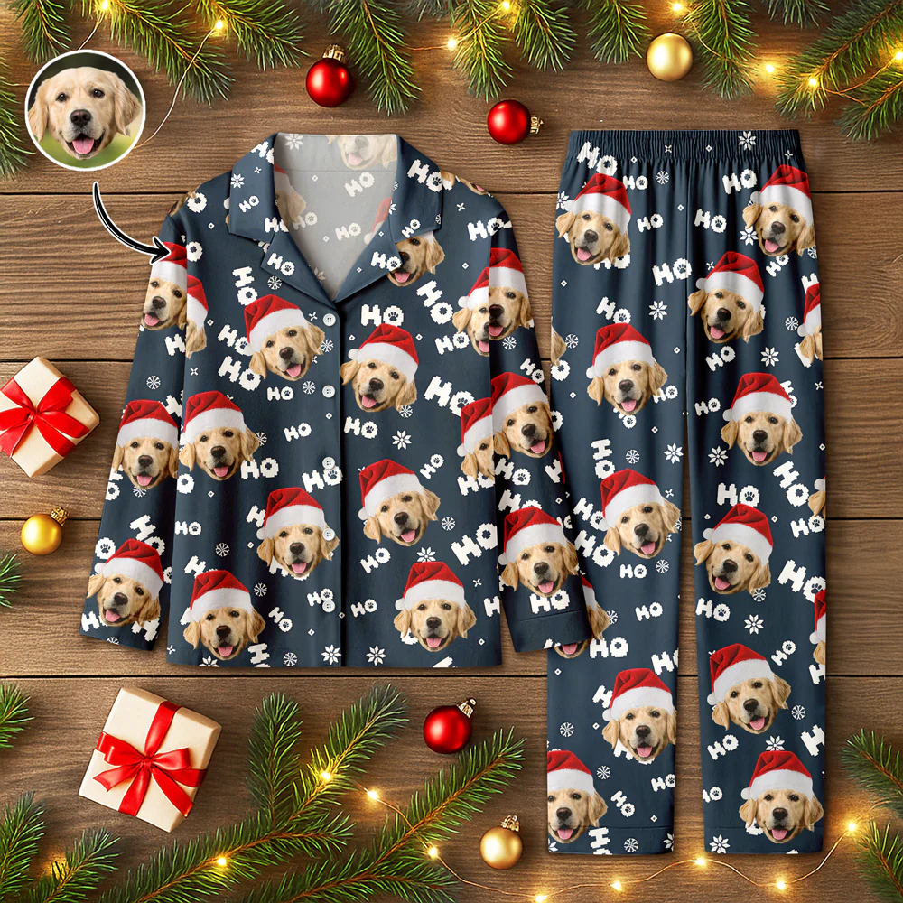 Custom Puppy Photo Ho Ho Ho Chritsmas Pajamas Gift For Pet Lovers CH07 899724 - Image 4