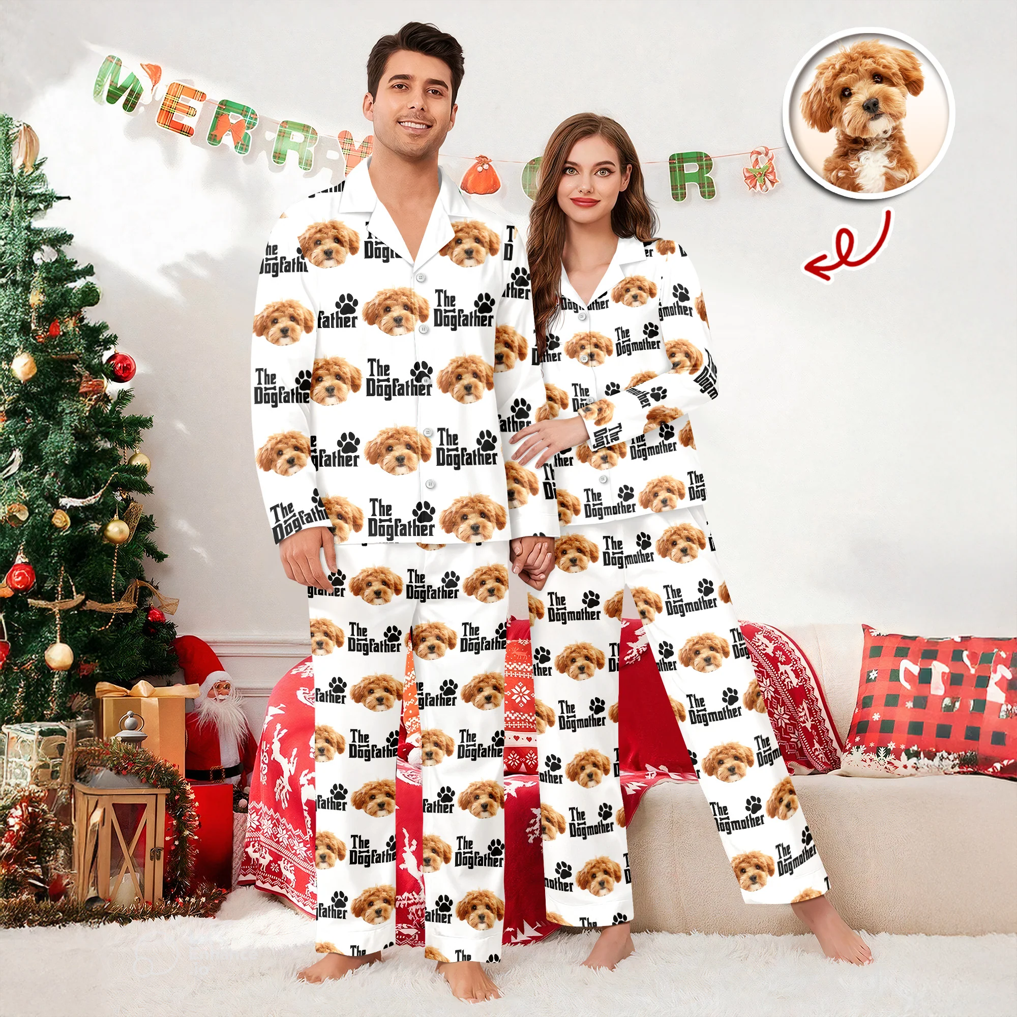 Custom Puppy Photo The Dog Father with Pawprints Design - Personalized Pajamas LM32 895753 - Image 6